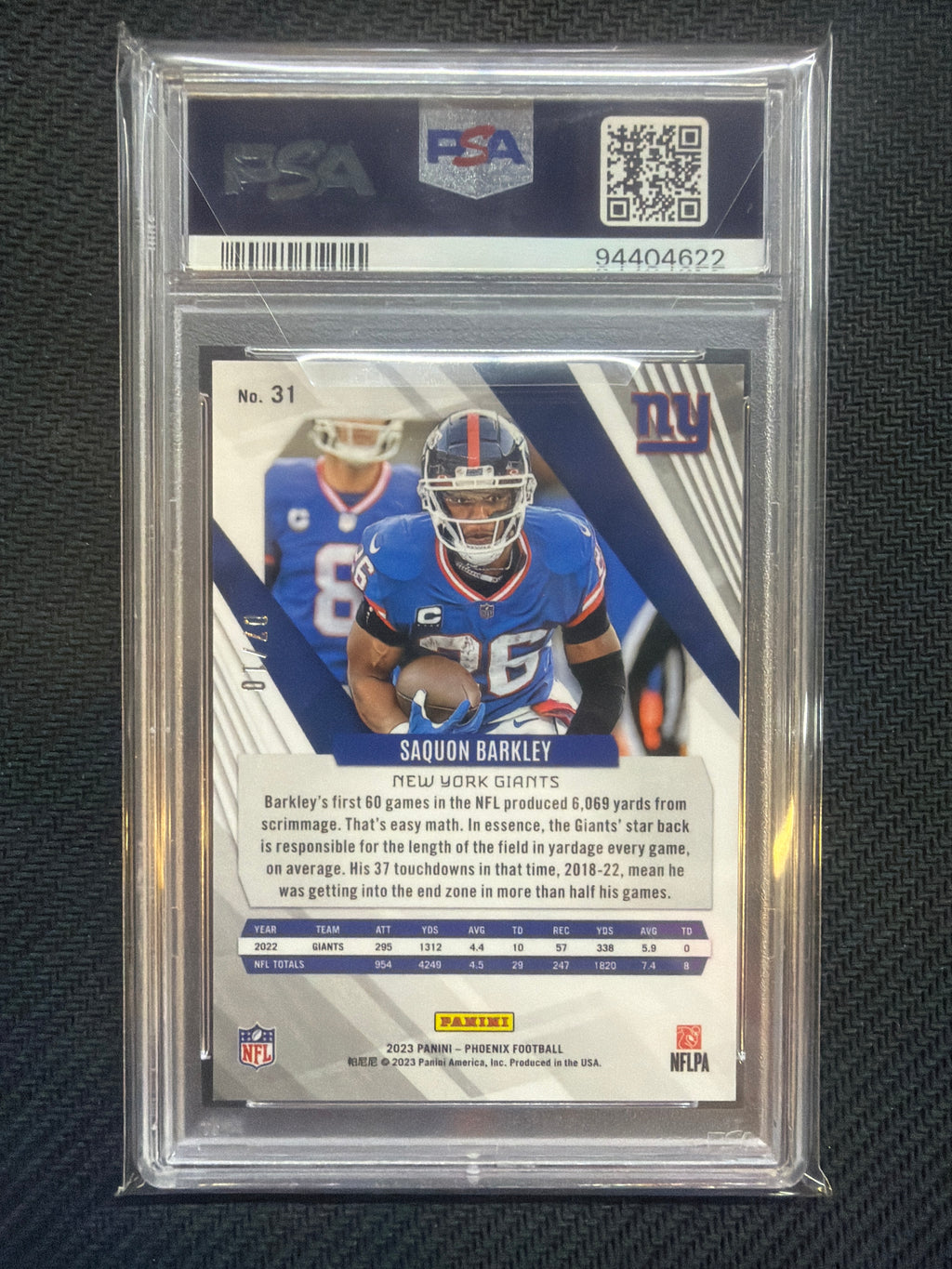 2023 Phoenix Saquon Barkley Black Seismic /10 PSA 9 622