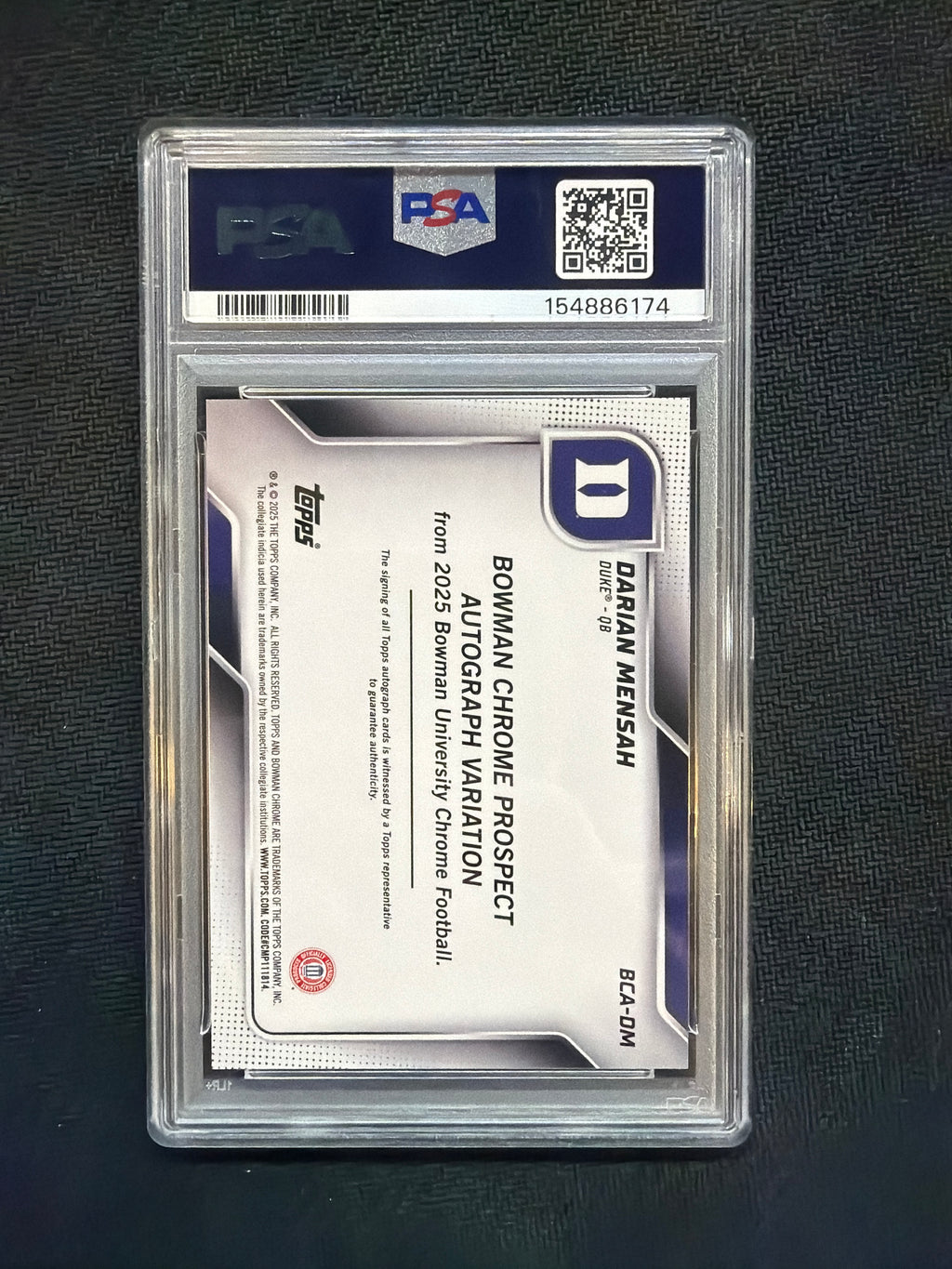 2025 Bowman U Chrome Darian Mensah Auto PSA 10