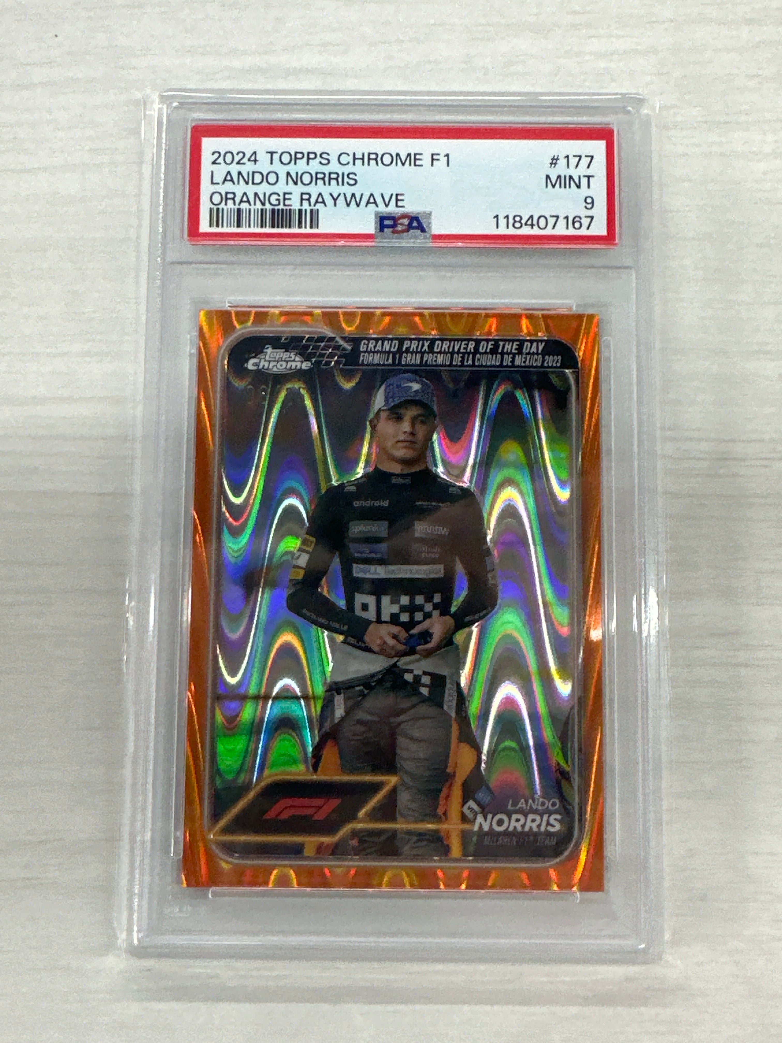 2024 Topps Chrome Landfo Norris Orange Raywave /25 PSA 9