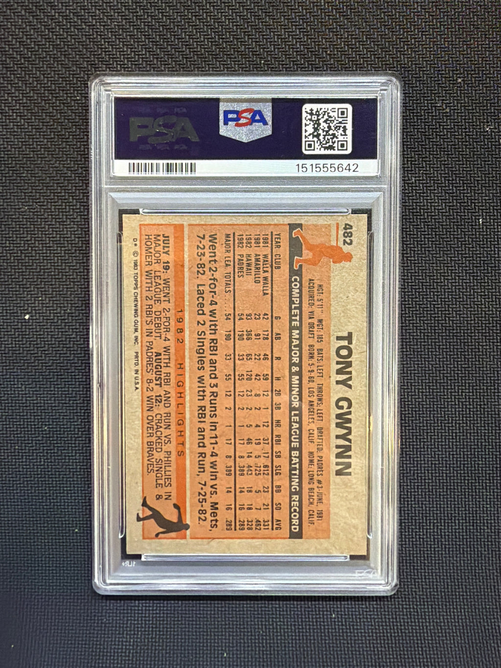 1983 Topps Tony Gwynn #482 PSA 9 642 Rookie