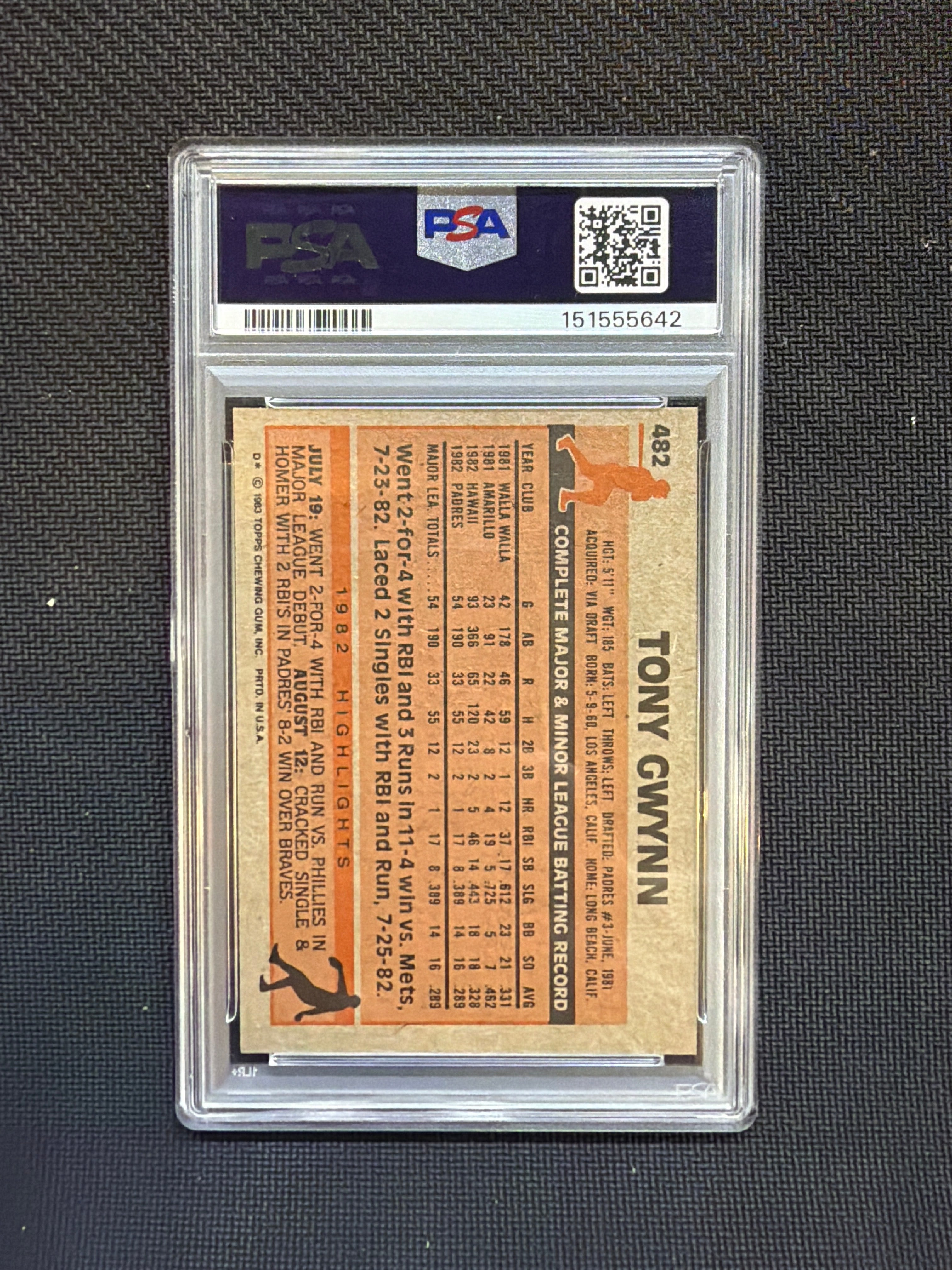 1983 Topps Tony Gwynn #482 PSA 9 642 Rookie