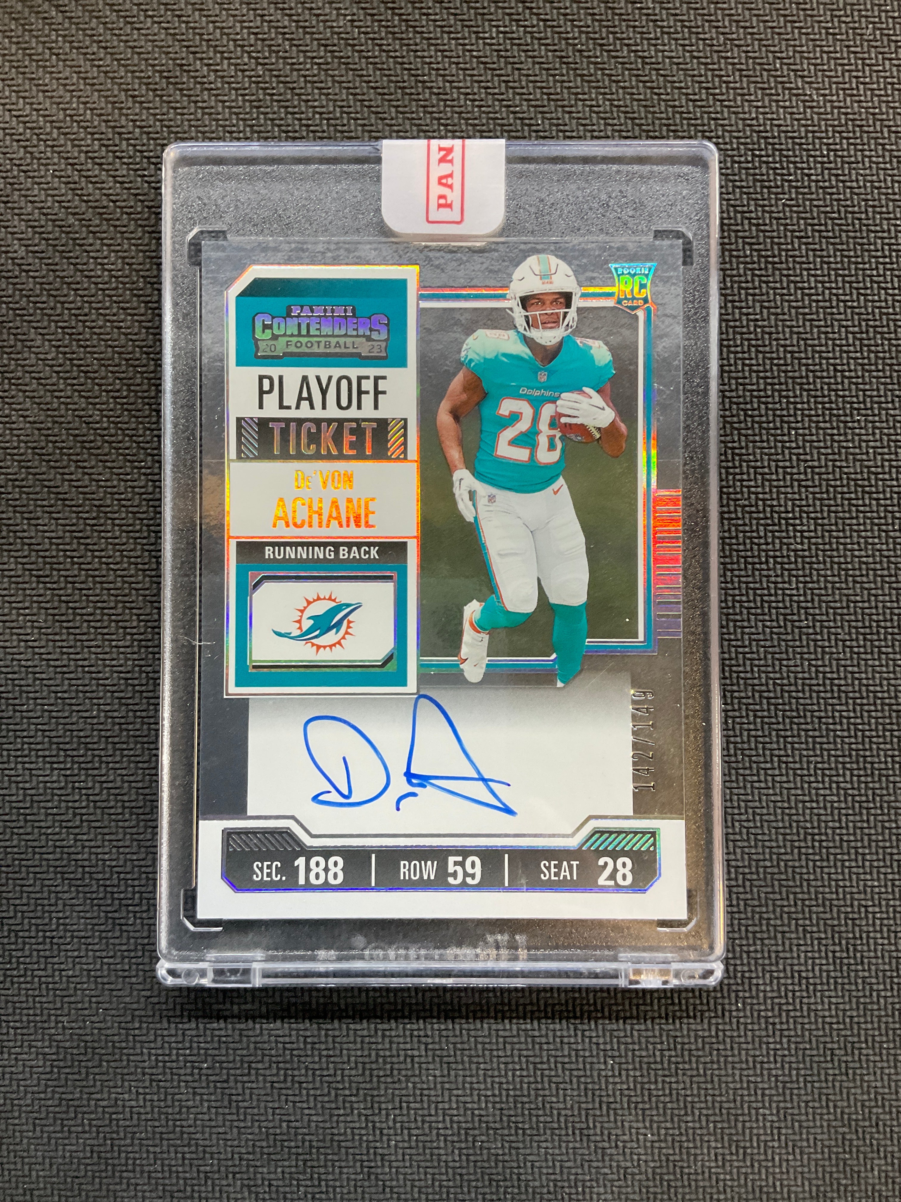 2023 Panini Contenders De'Von Achane Rookie Auto /149 Dolphins