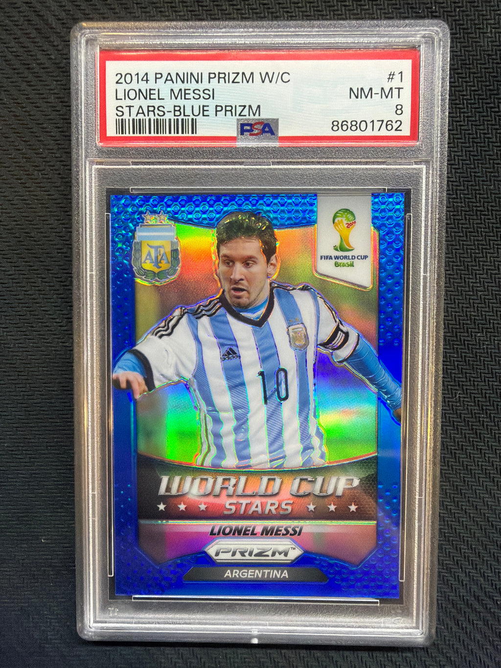 2014 Panini Prizm World Cup Lionel Messi Stars Blue /199 PSA 8 Argentina