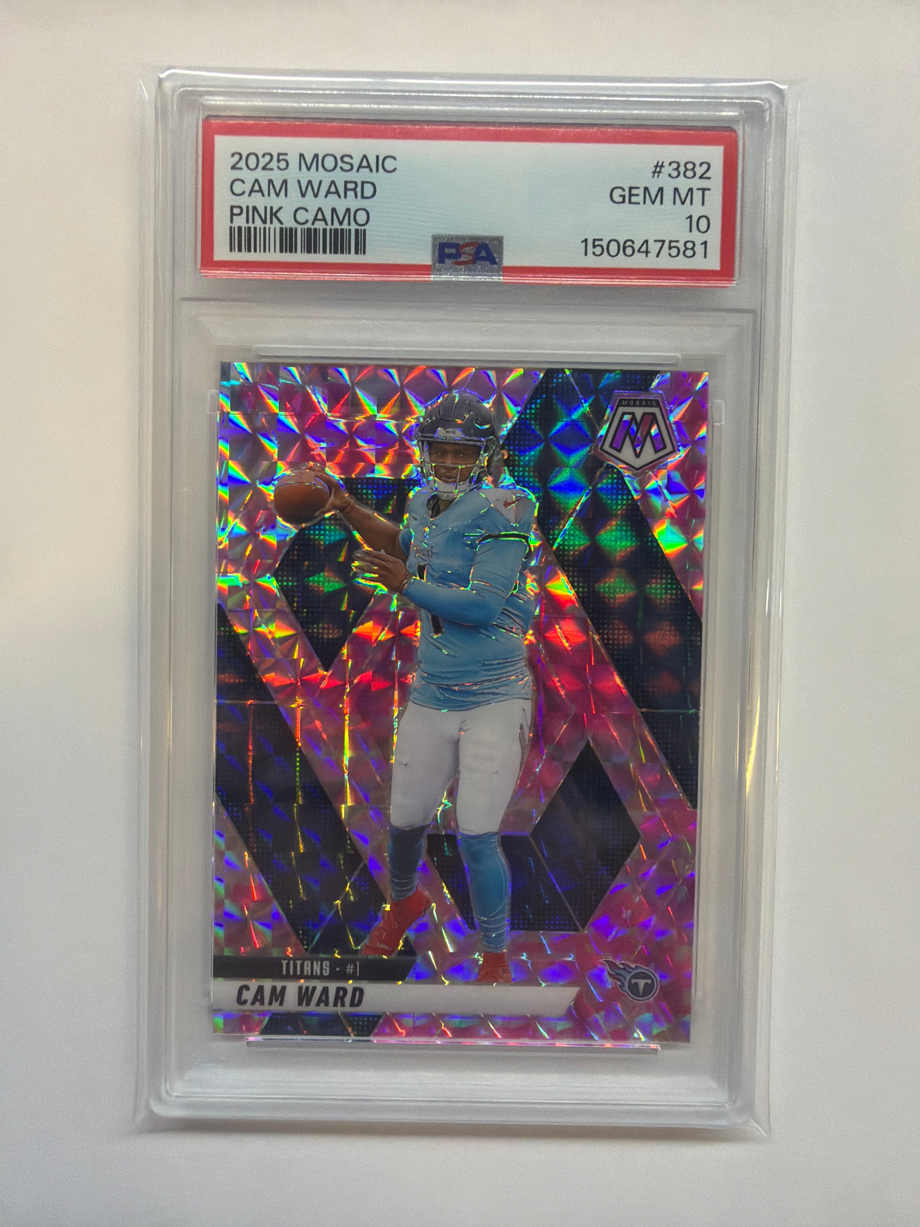 2025 Mosaic Cam Ward Rookie Pink Camo PSA 10 Titans