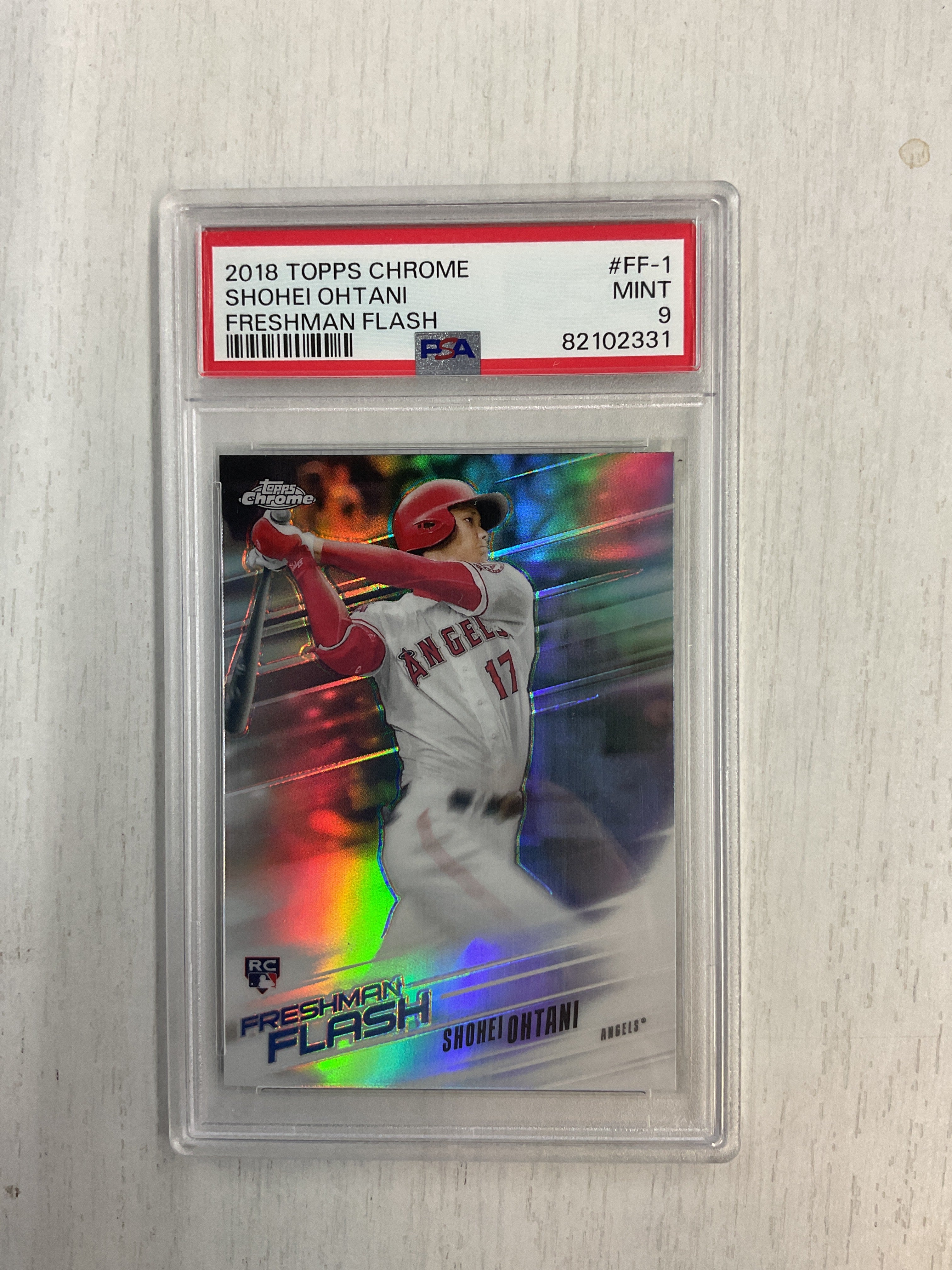 2018 Tioos Chrome Shohei Ohtani Freshman Flash Rookie PSA 9