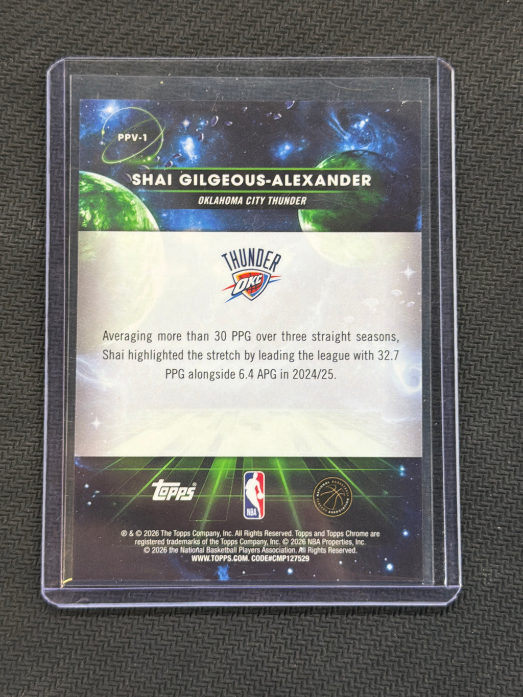 2025-26 Topps Chorme Cosmic Shai Gilgeous-Alexander Planetary Pursuit Venus Thunder