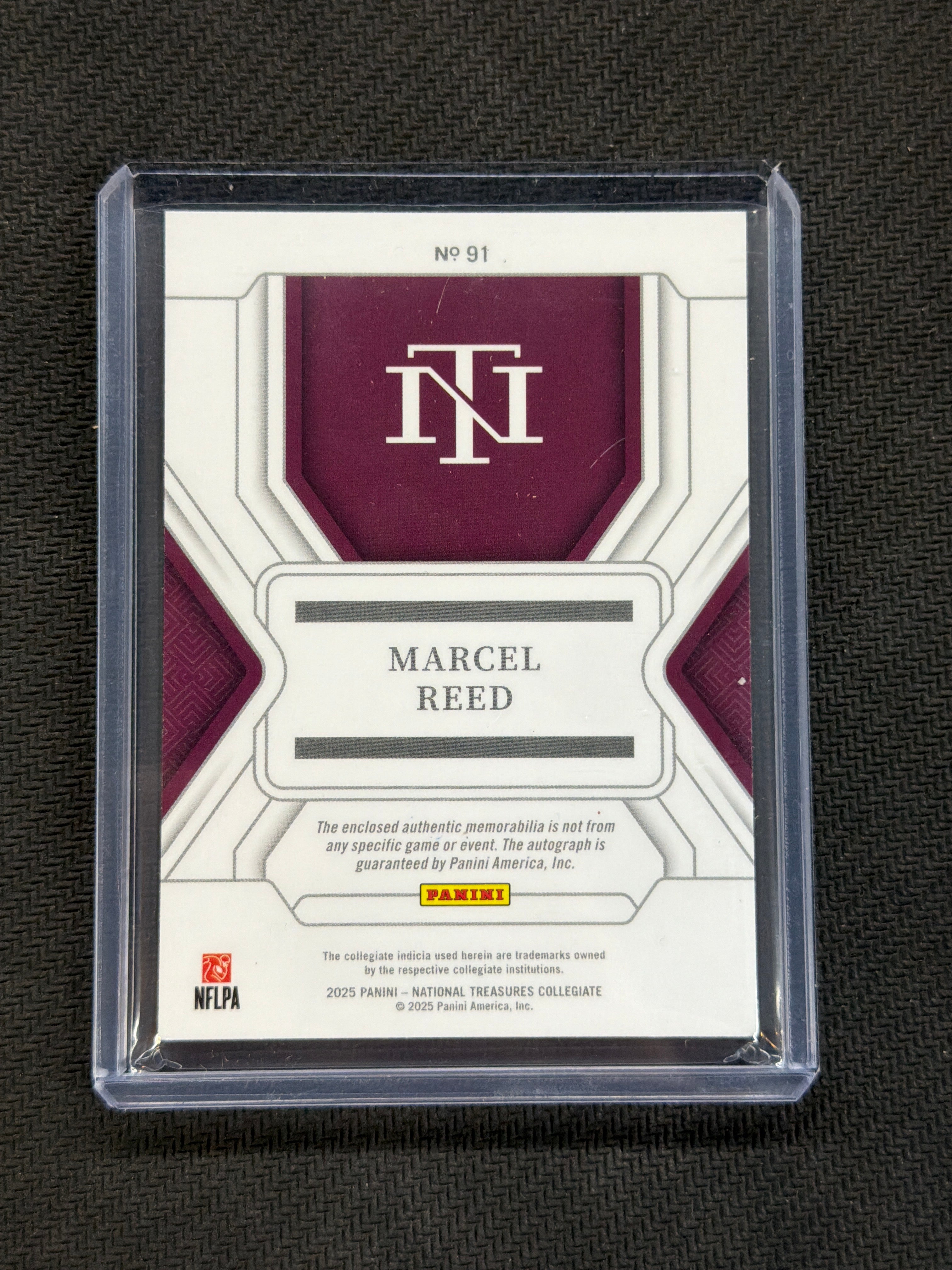 2025 Panini National Treasures Collegiate Marcel Reed Patch Auto /11