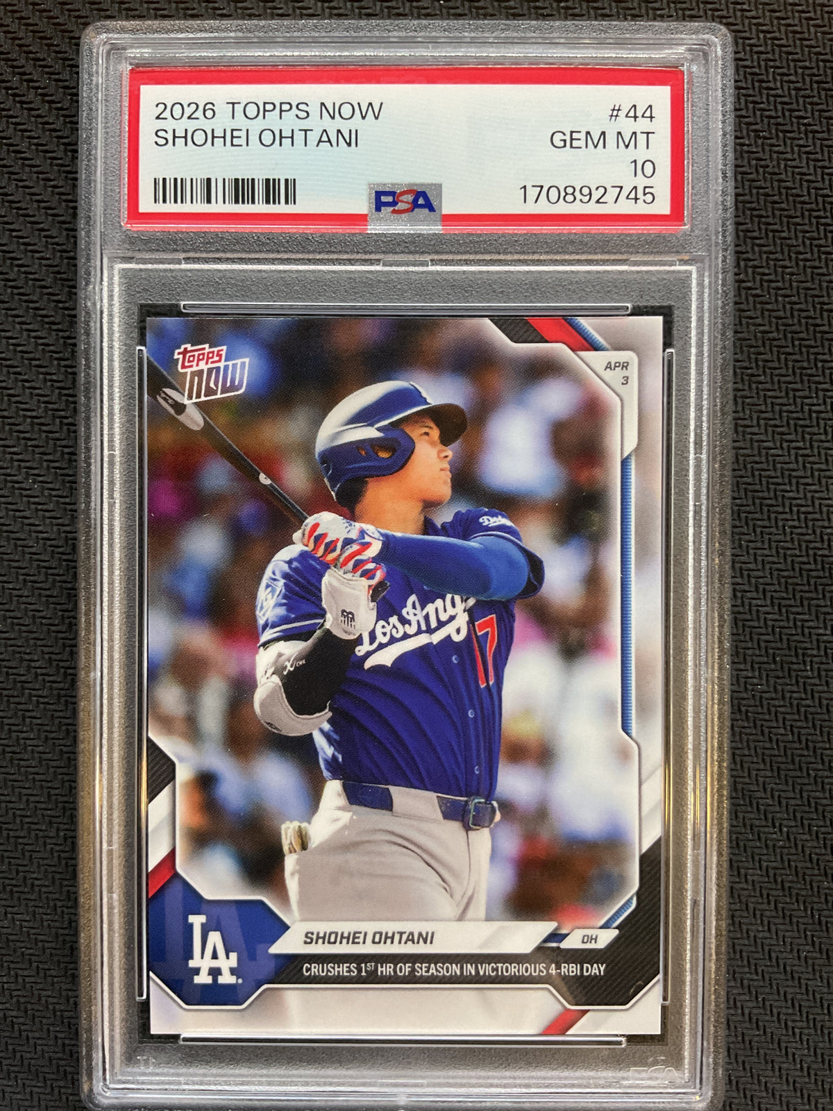 2026 Topps Now #44 Shohei Ohtani PSA 10 745