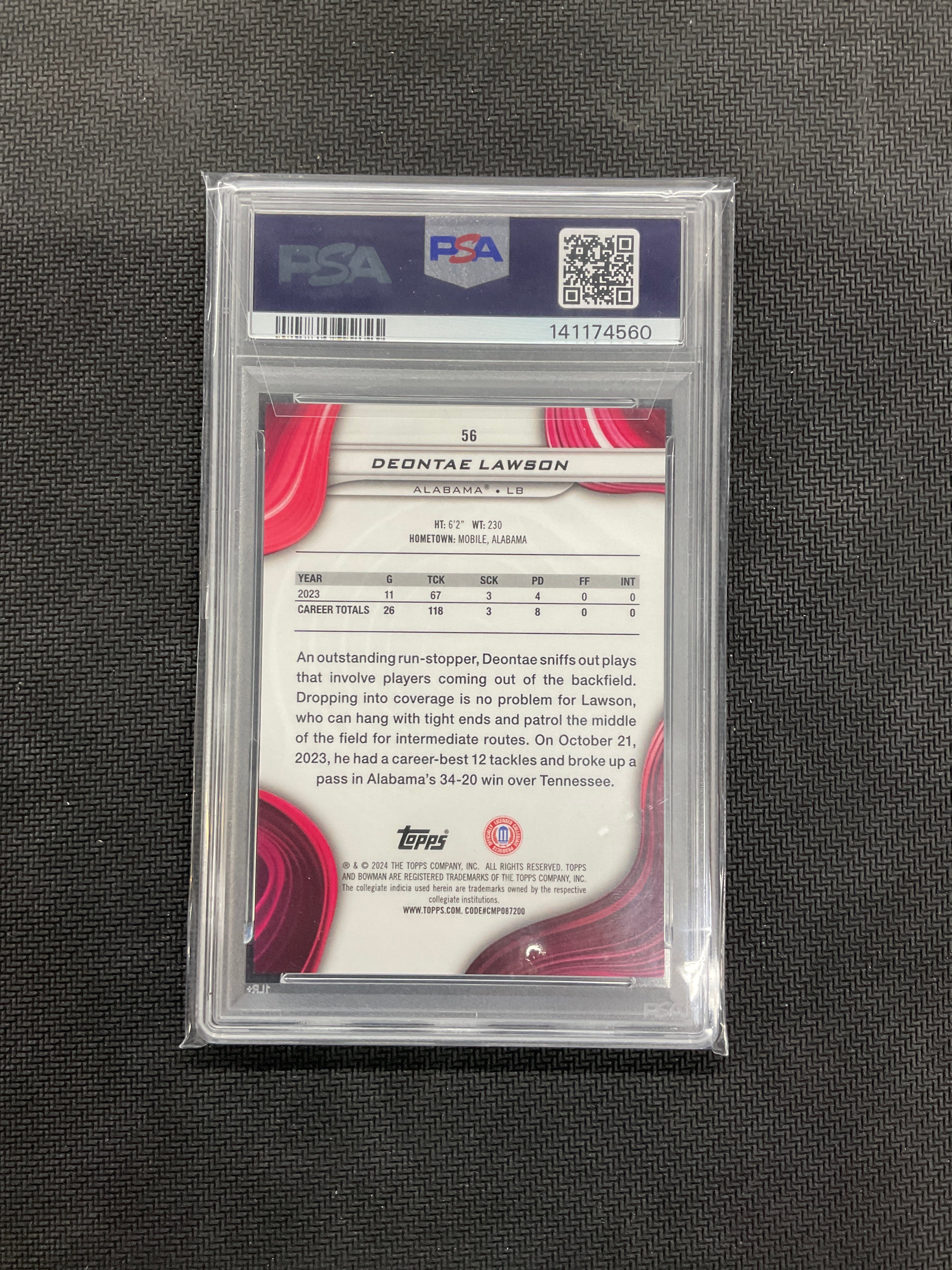 2024 Bowman Best U Deontae Lawson Teal /15 PSA 10 Alabama