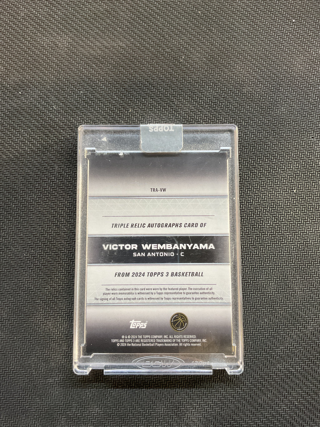 2024 Topps 3 Victor Wembanyama Triple Relic Autograph /49 Sprus