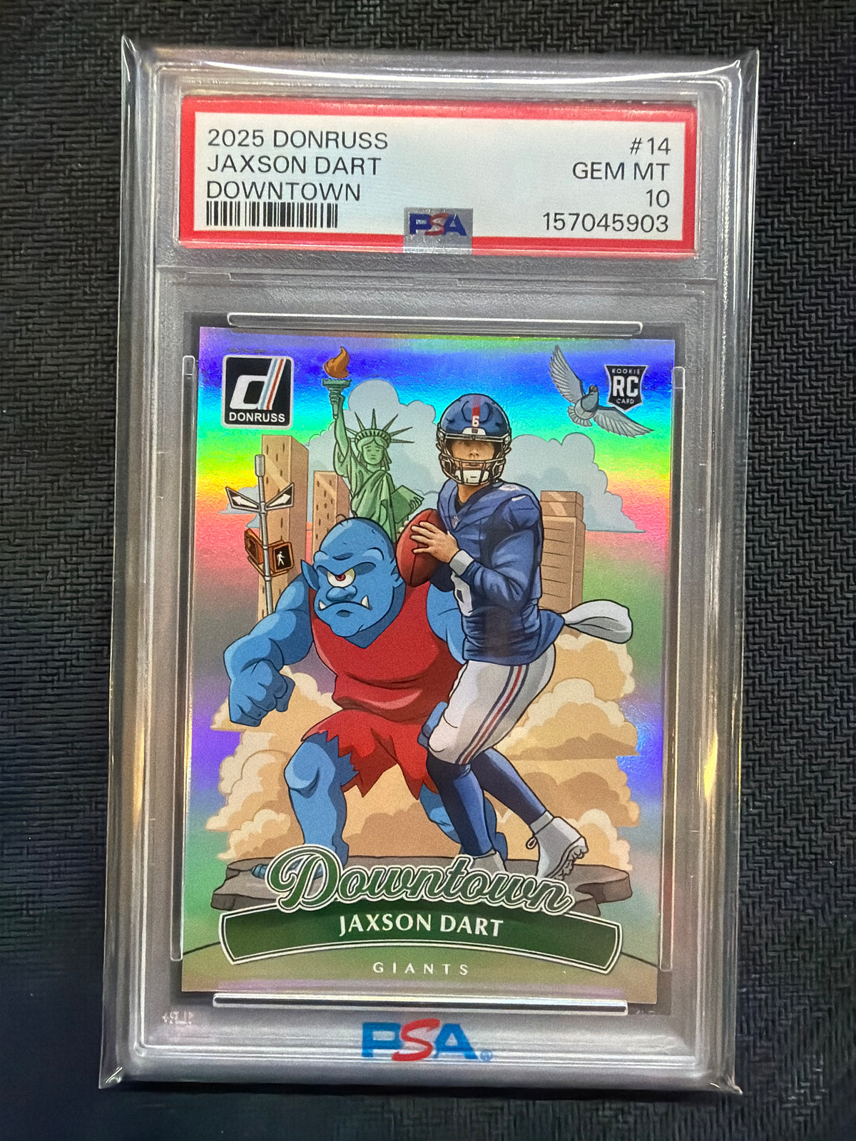 2025 Donruss Jaxson Dart Downtown #14 Rookie PSA 10 Giants
