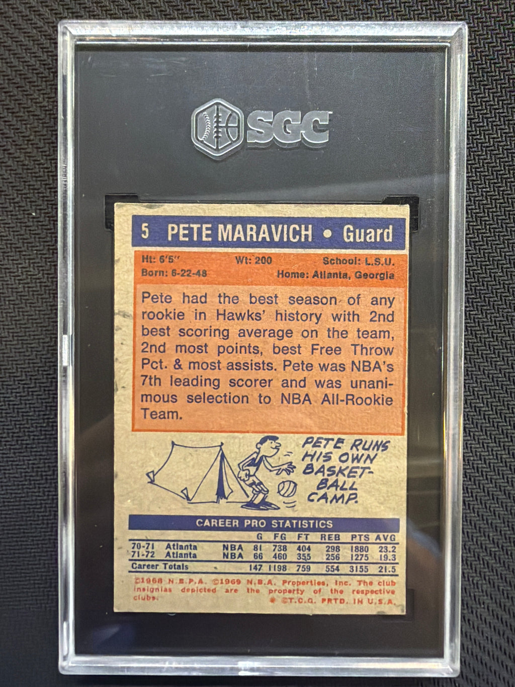 1972 Topps Pete Maravich #5 SGC 4 Hawks