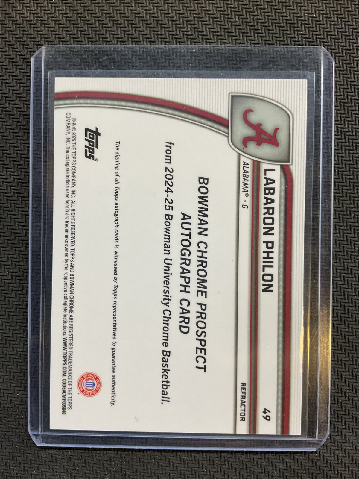 2025 Bowman Chrome Labaron Philon 1st Bowman Auto Refractor