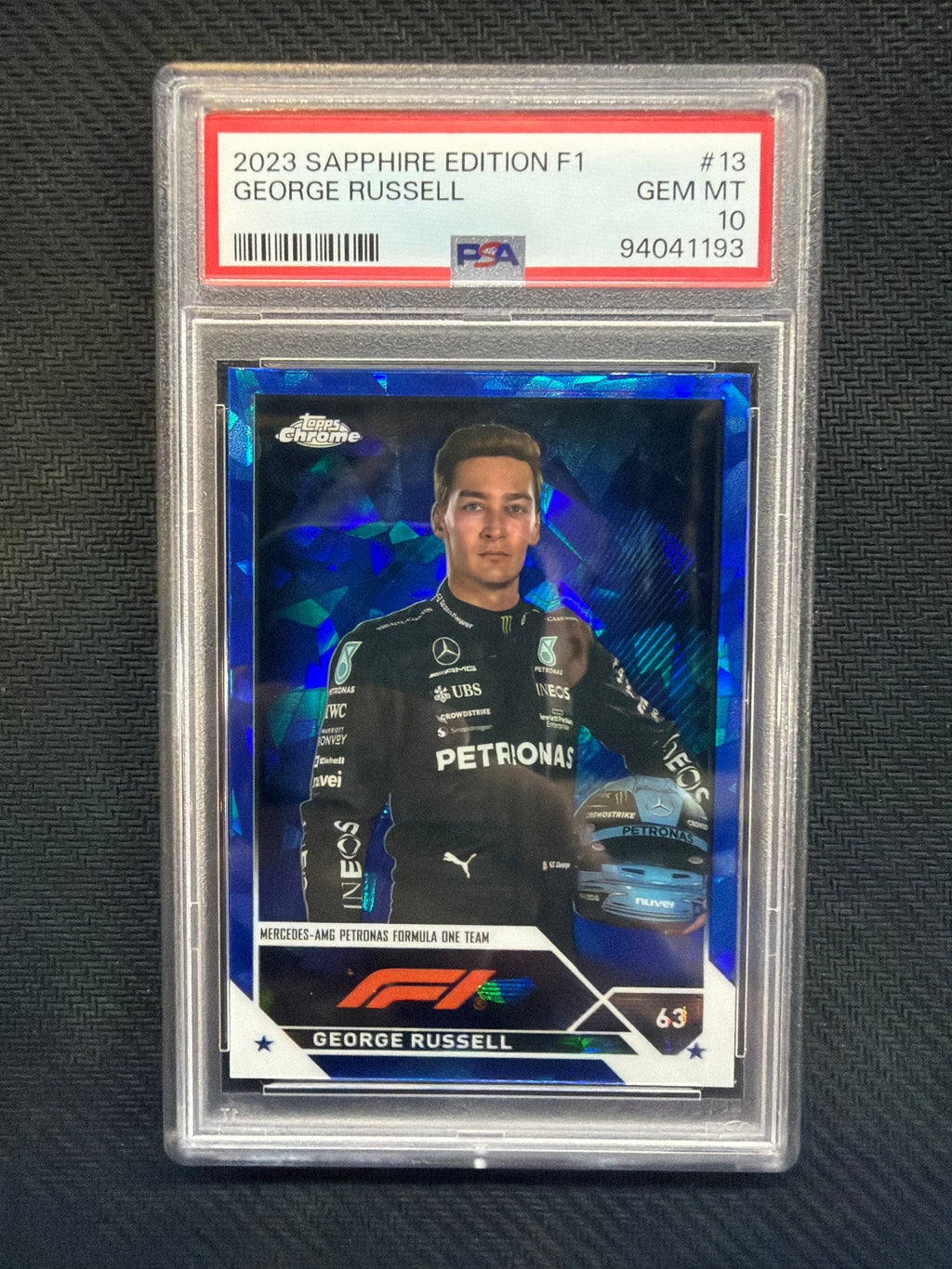 2023 Topps Chrome Sapphire F1 George Russell #13 PSA 10 Merecedes