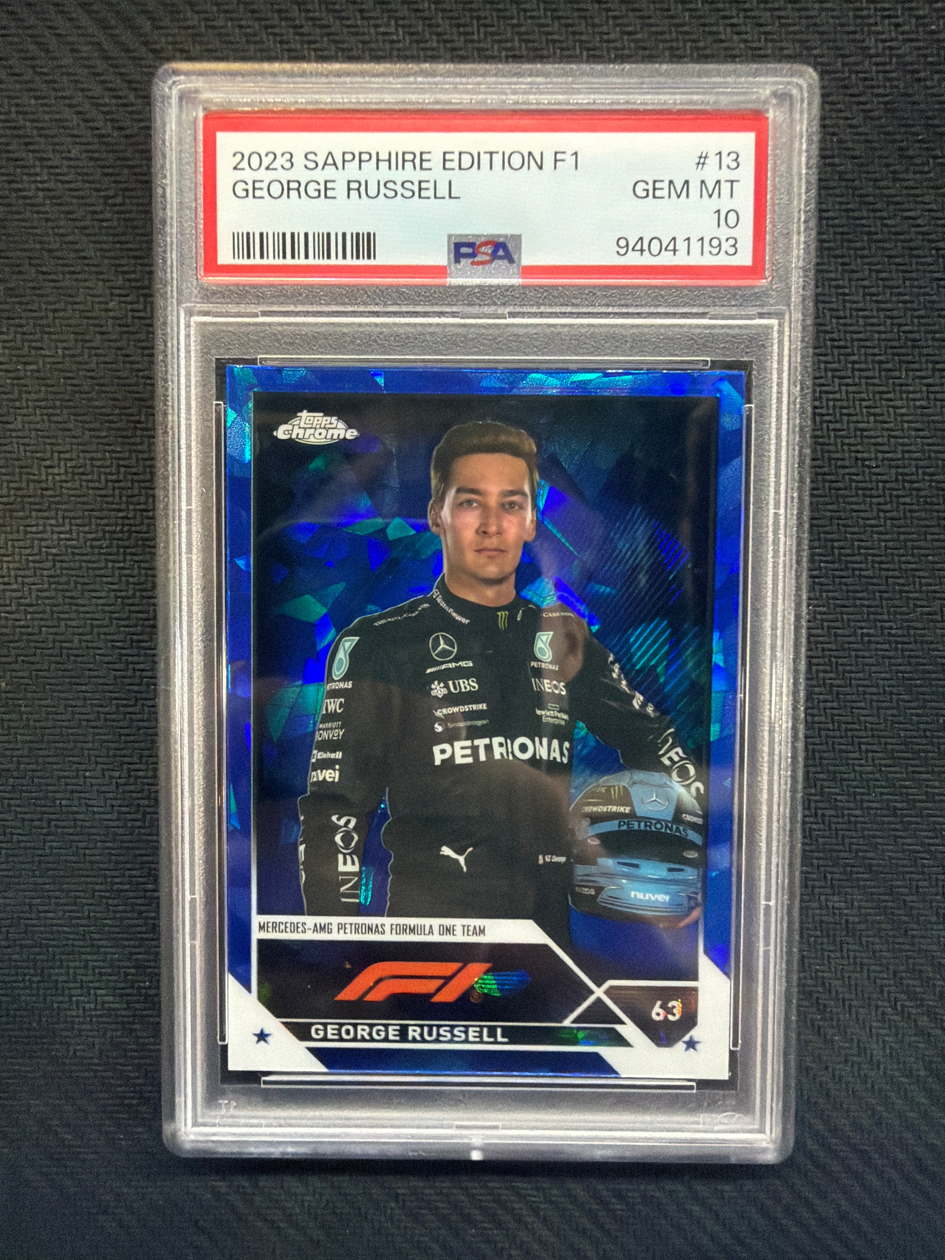 2023 Topps Chrome Sapphire F1 George Russell #13 PSA 10 Merecedes