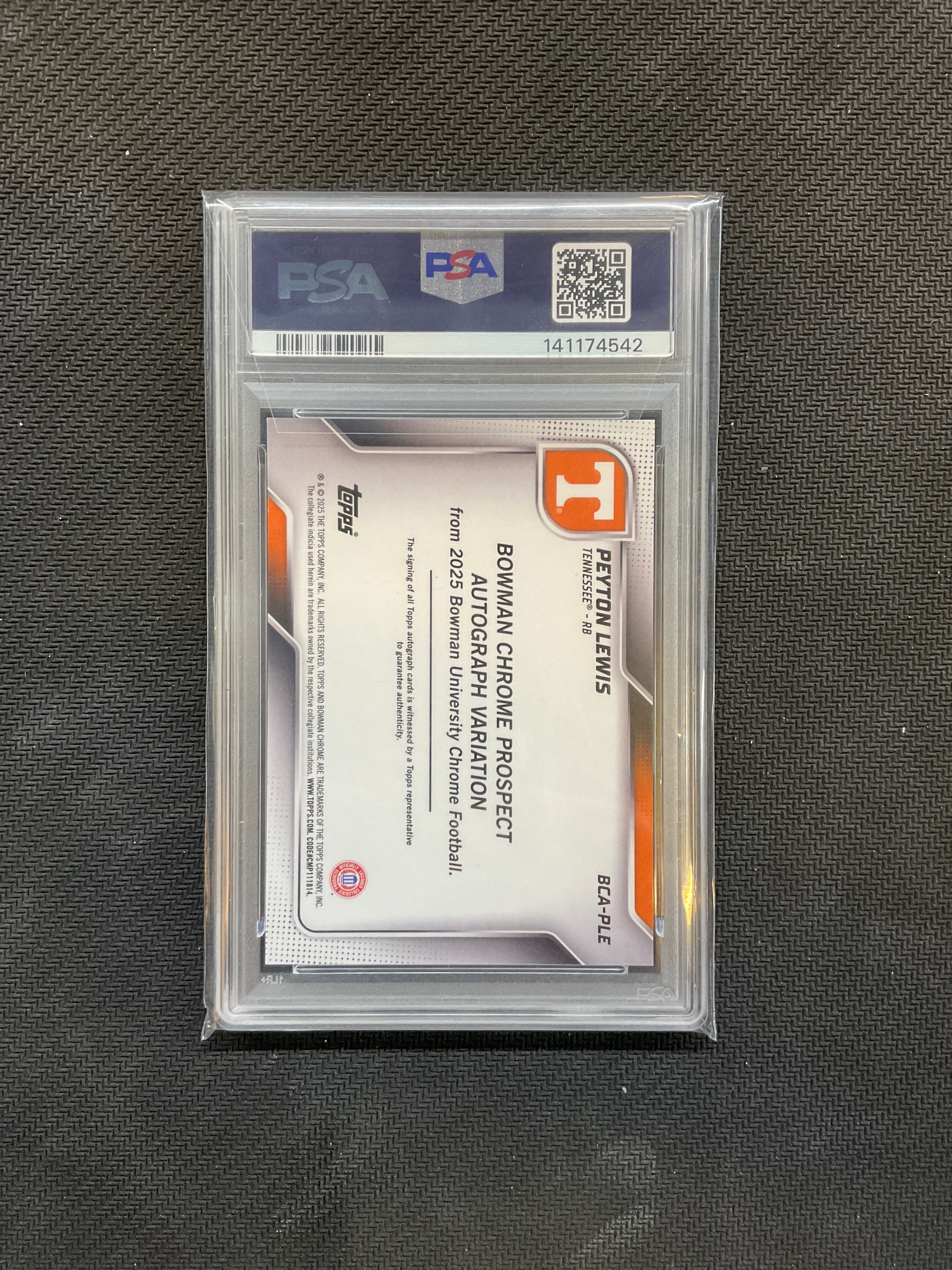 2025 Bowman U Chrome Peyton Lewis Gold Auto /50 PSA 10 Tennessee
