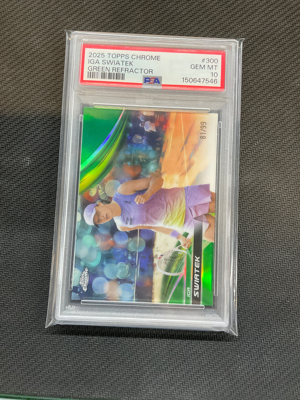 2025 Topps Chrome Tennis Iga Swiatek Green /99 PSA 10