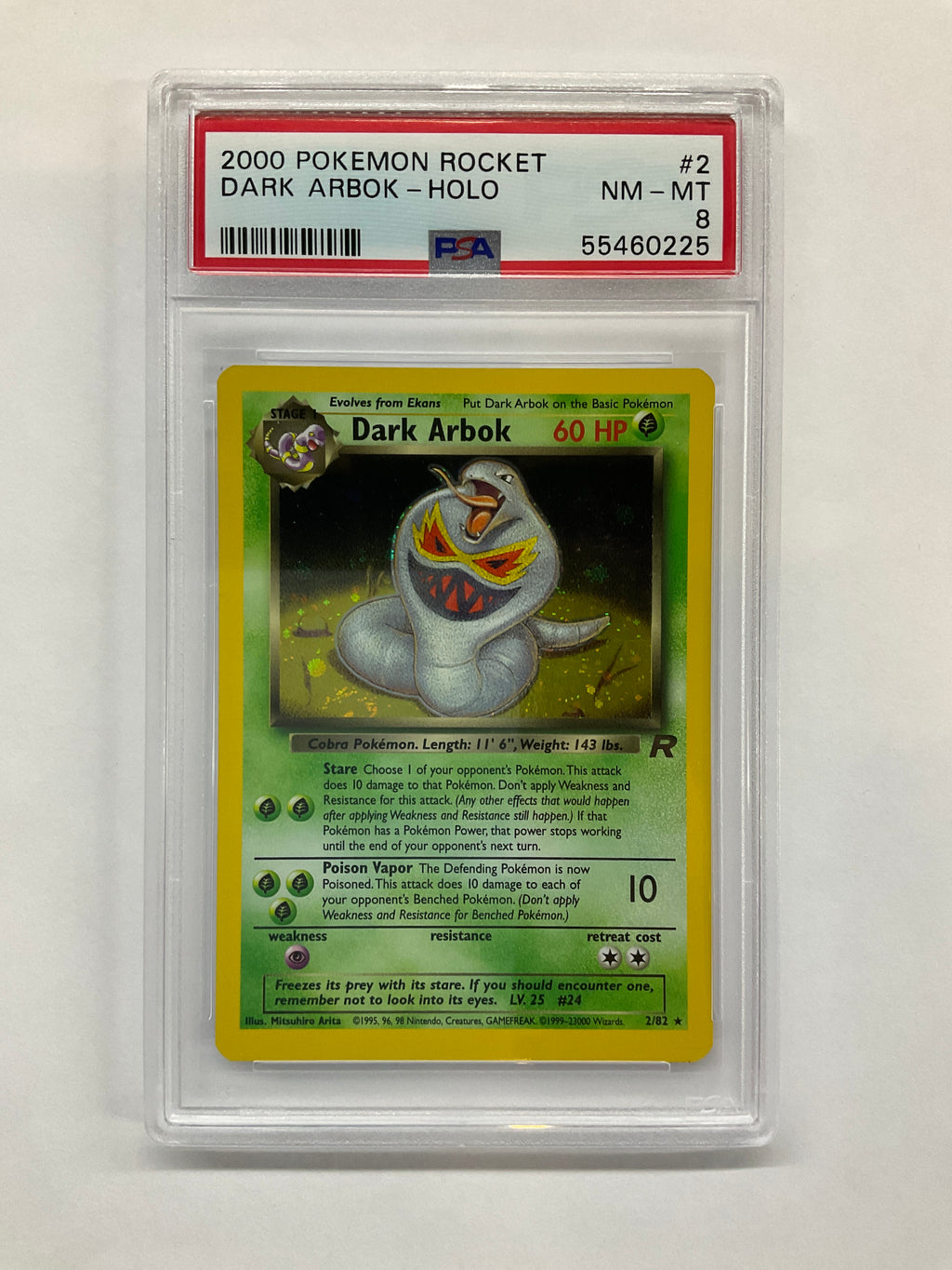 2000 Pokemon Rocket Dark Arbok Holo 2 PSA 8