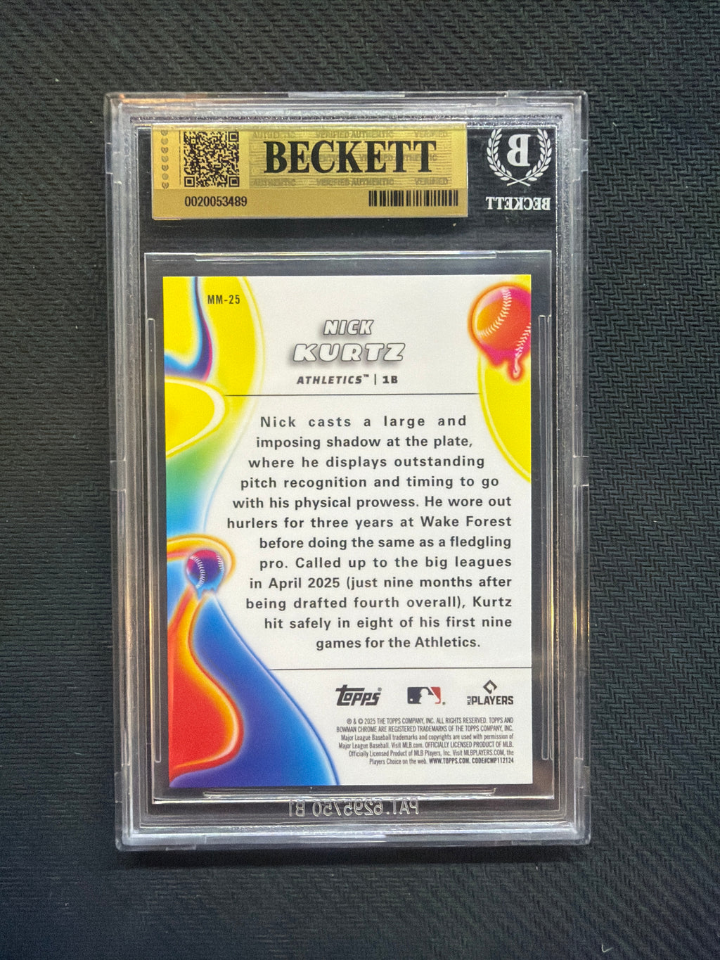 2025 Bowman Chrome Nick Kurtz Rookie Melt Mashers BGS 9.5 A's