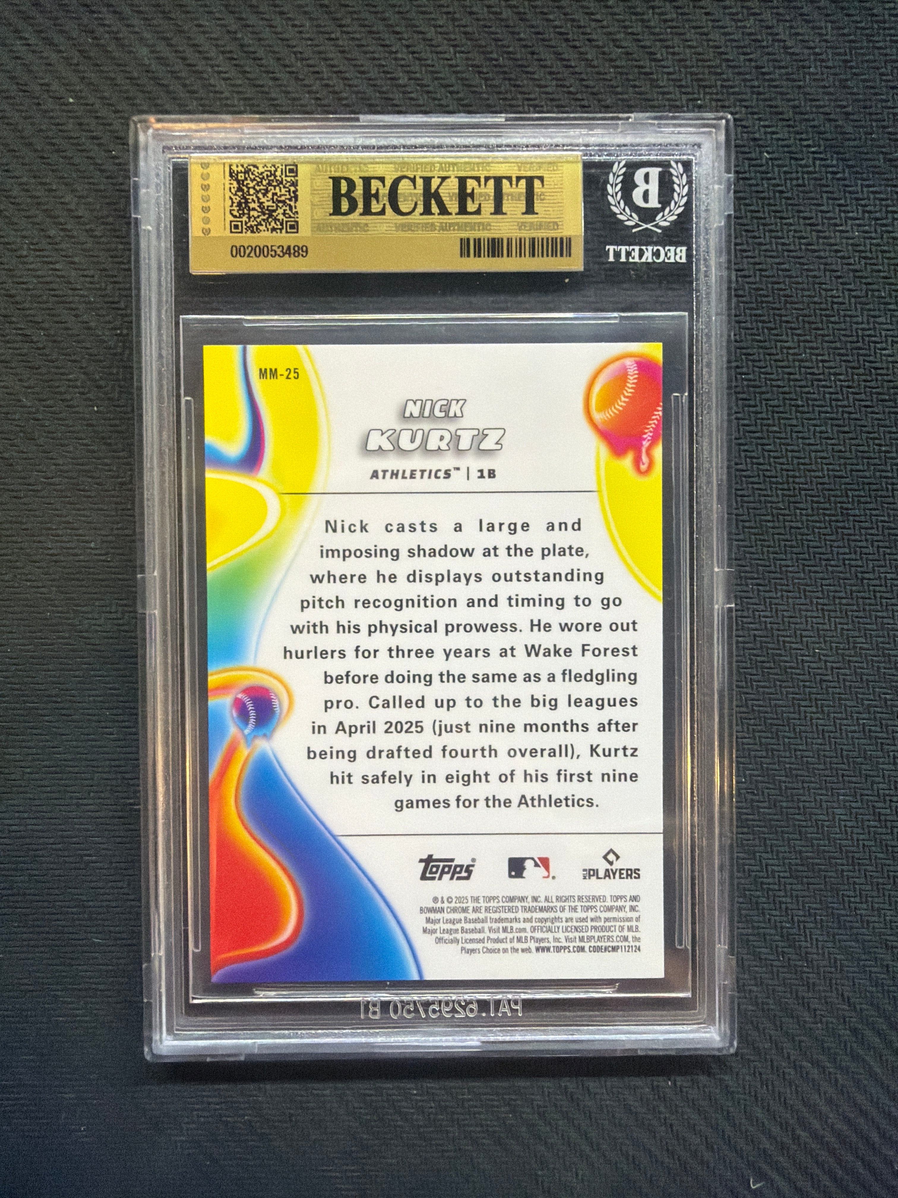2025 Bowman Chrome Nick Kurtz Rookie Melt Mashers BGS 9.5 A's
