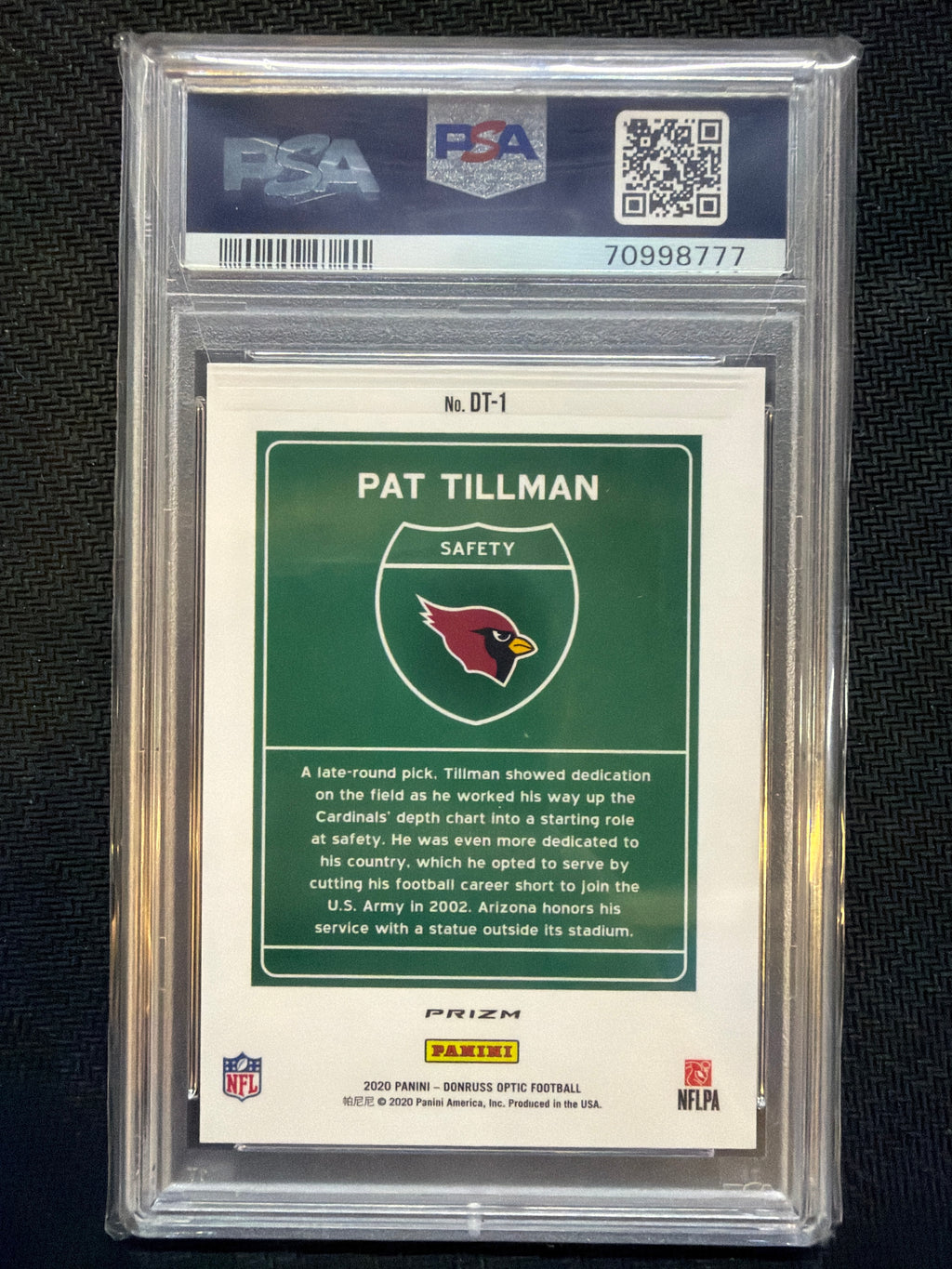 2020 Panini Donruss Optic Pat Tillman Downtown #DT1 PSA 10 Cardinals