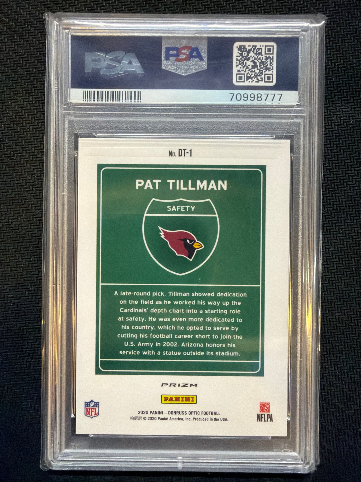 2020 Panini Donruss Optic Pat Tillman Downtown #DT1 PSA 10 Cardinals