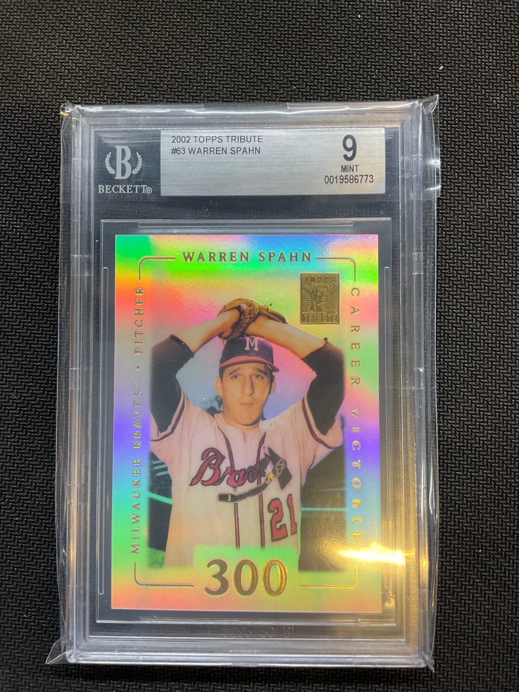 2002 Tribute #63 Warren Spahn BGS 9 Braves
