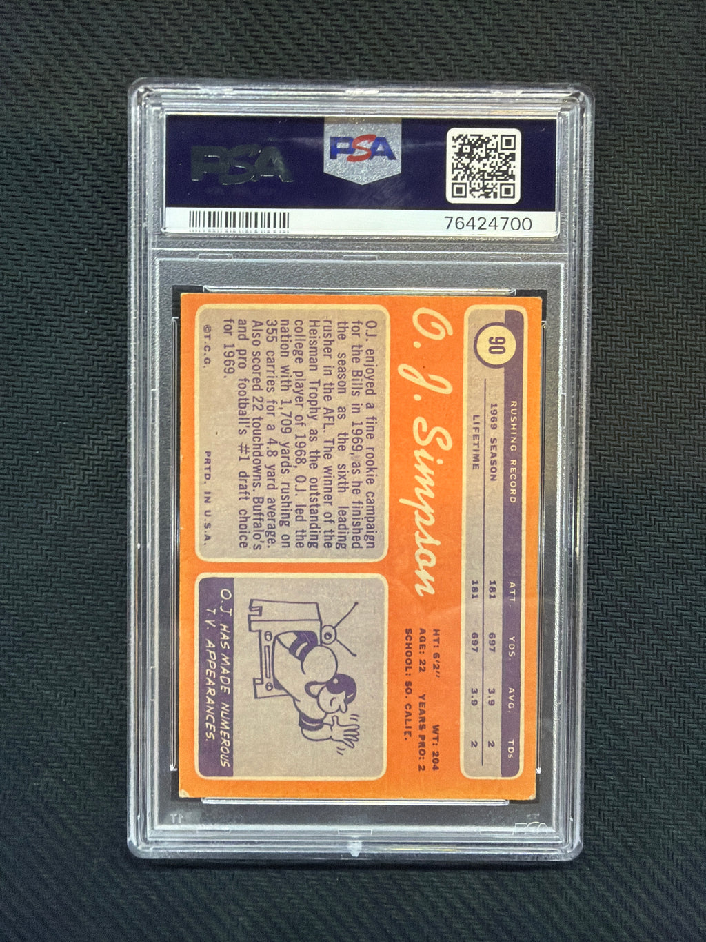 1970 Topps O.J. Simpson Rookie PSA 3 Bills