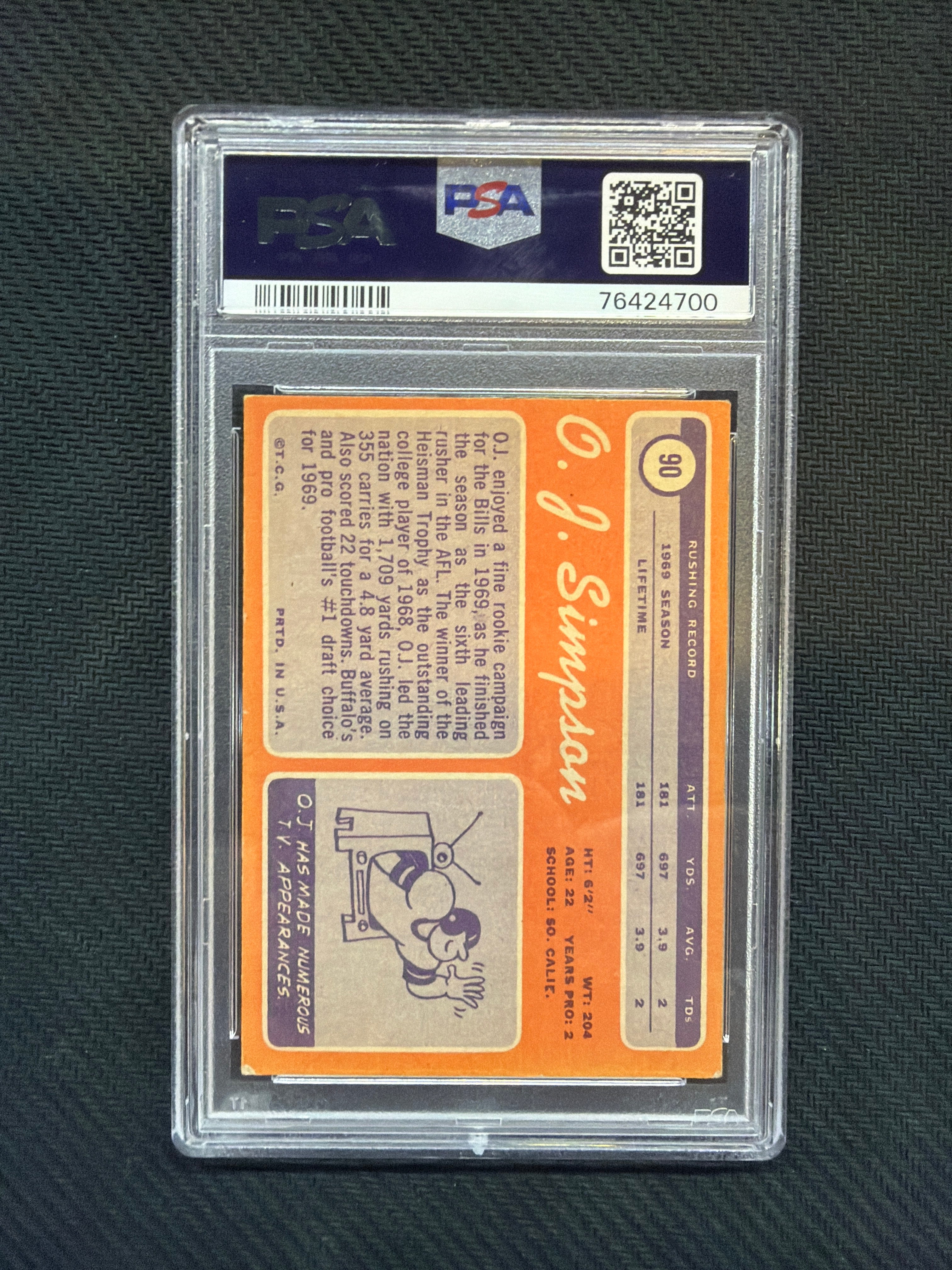 1970 Topps O.J. Simpson Rookie PSA 3 Bills