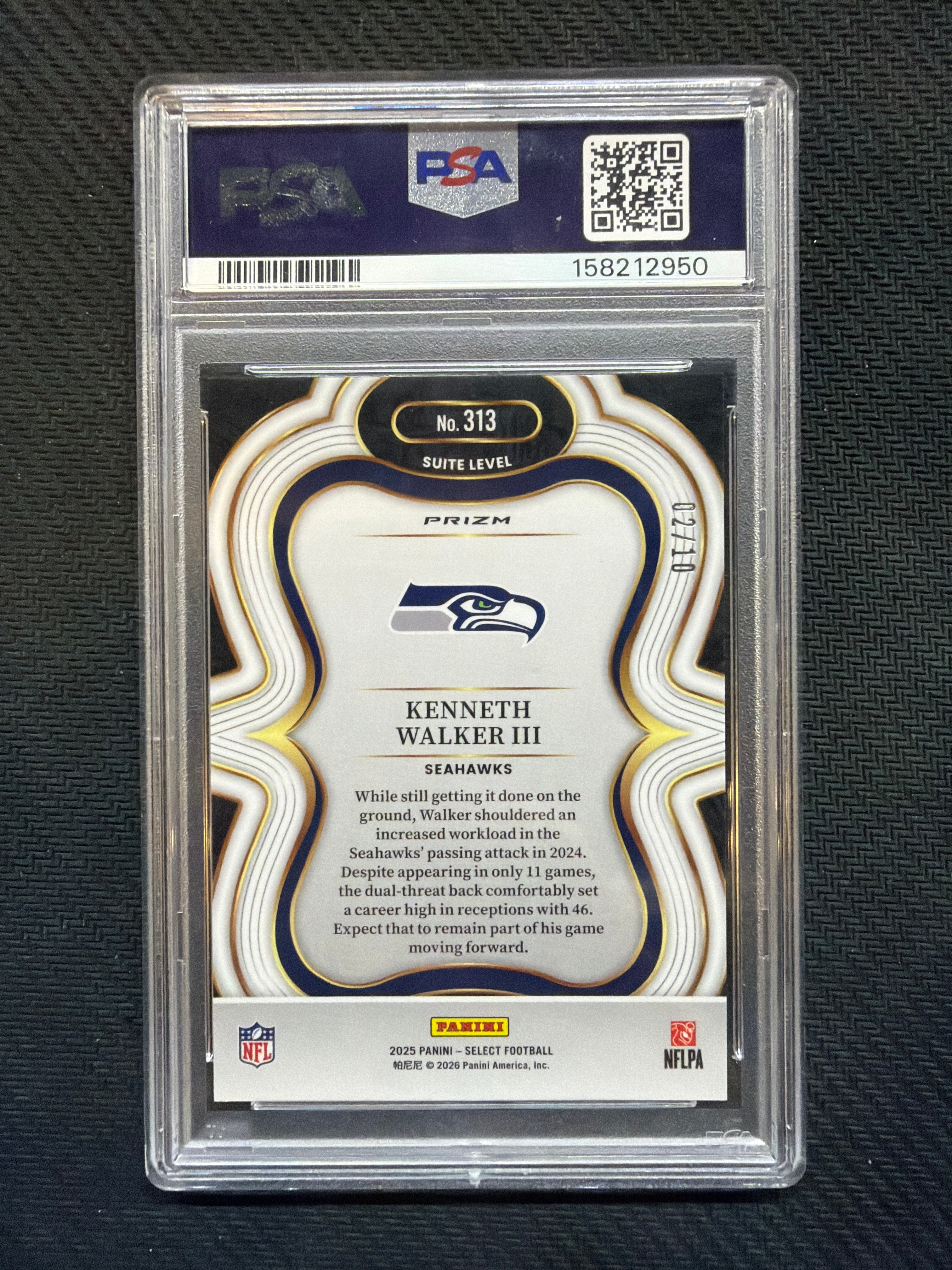 2025 Select Kenneth Walker Gold Disco /10 PSA 10 Seahawks