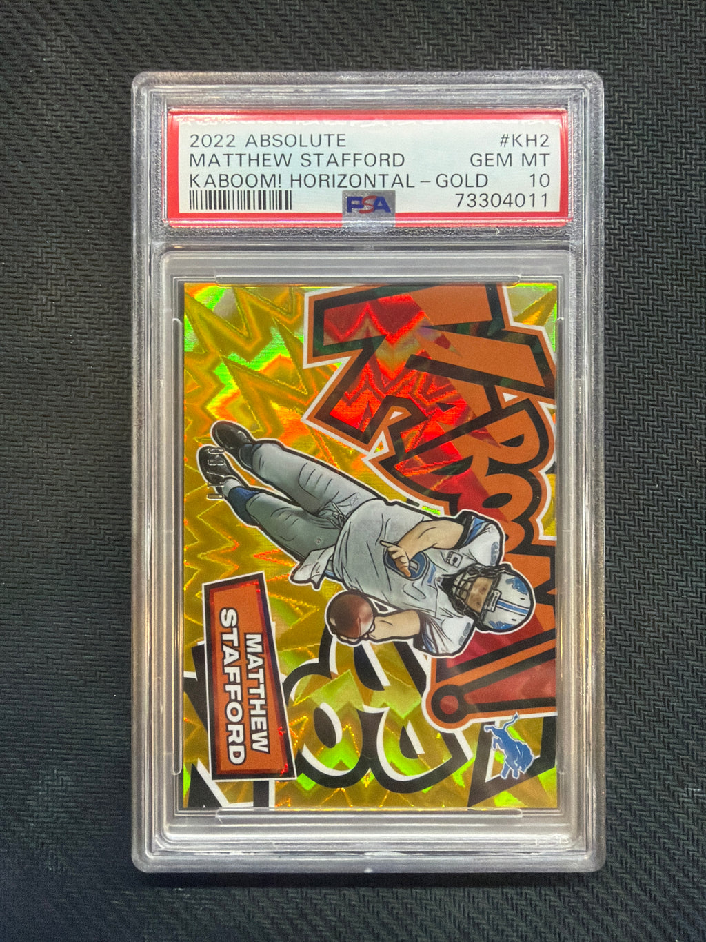 2022 Absolute Matthew Stafford Kaboom! Horizontal Gold /10 PSA 10