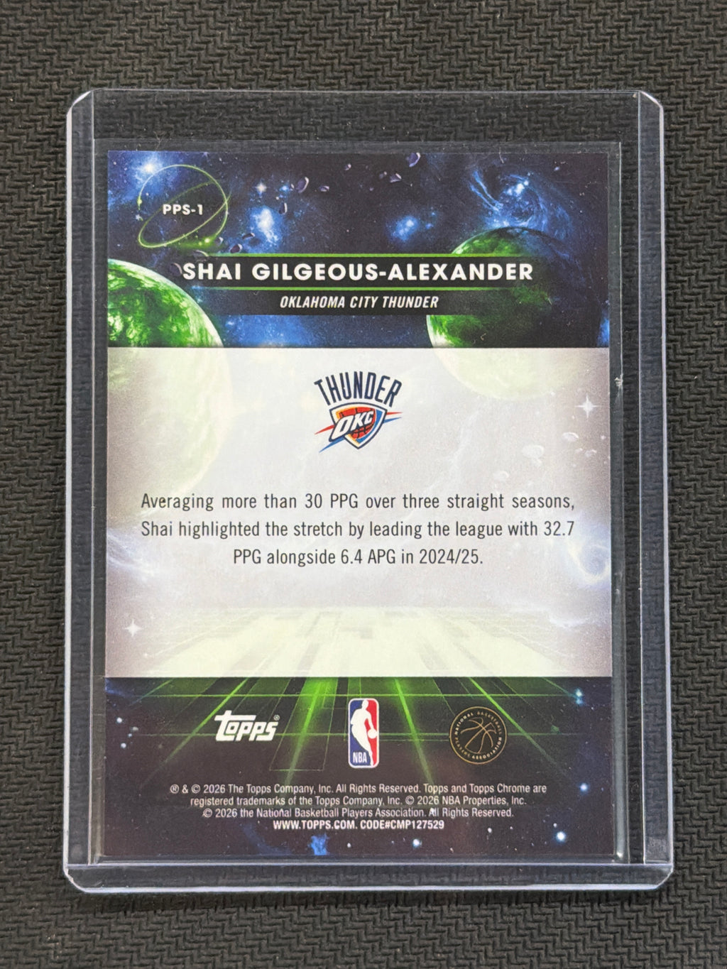 2025-26 Topps Chorme Cosmic Shai Gilgeous-Alexander Sun Planetary Pursuit