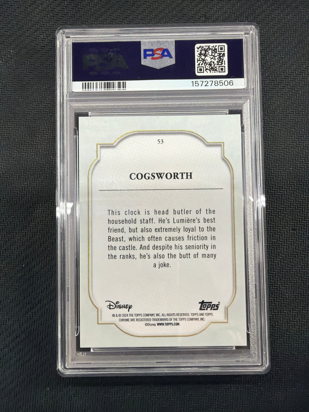 2024 Topps Chrome Disney Cogsworth Dark Blue /75 PSA 10 506