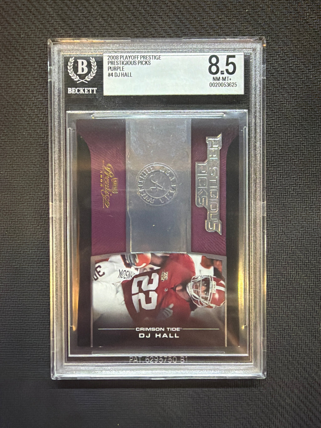 2008 Playoff Prestige DJ Hall Purple /250 BGS 8.5 Alabama