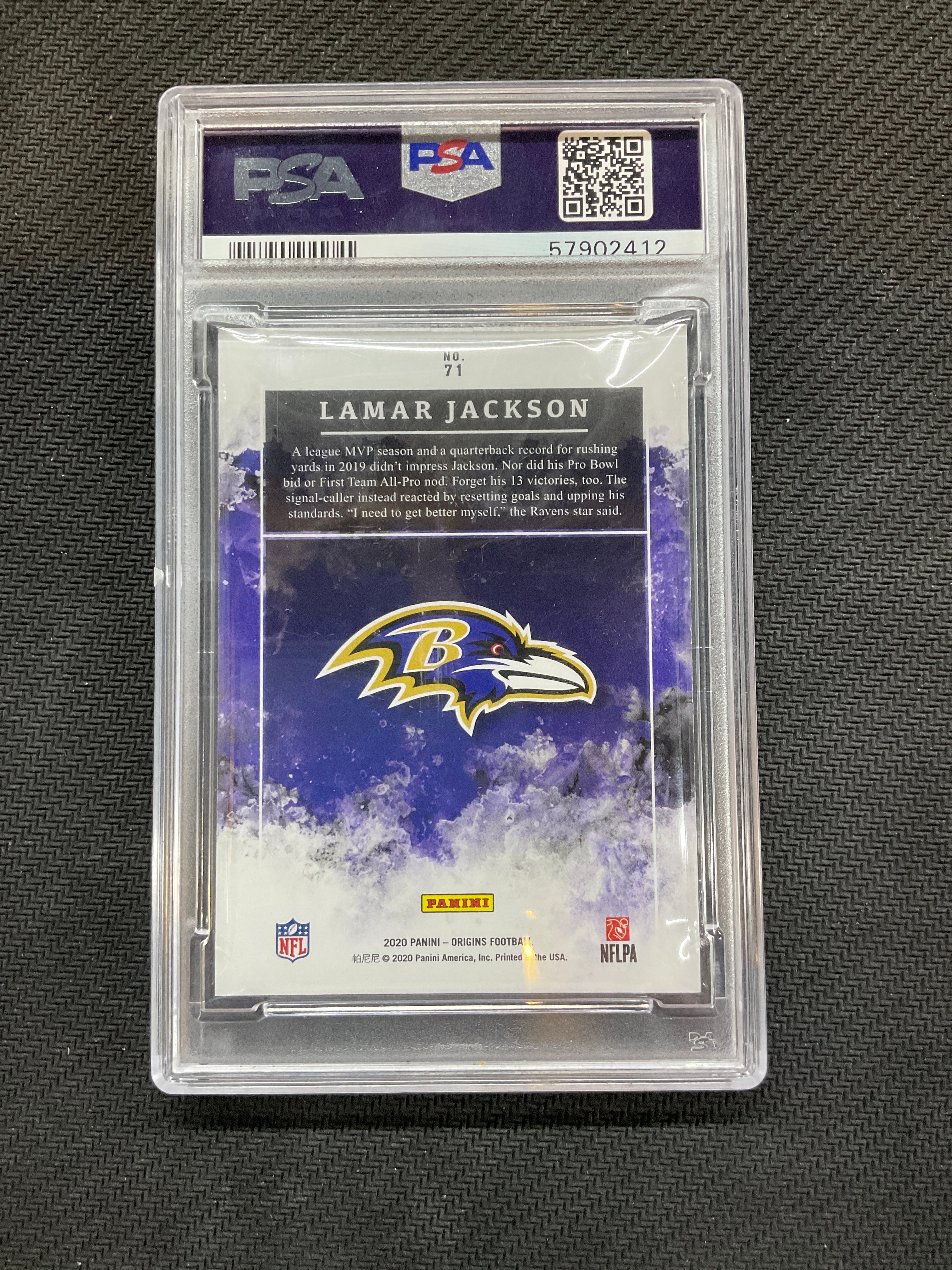 2020 Origins Lamar Jackson Red /299 #71 PSA 9 Ravens 412