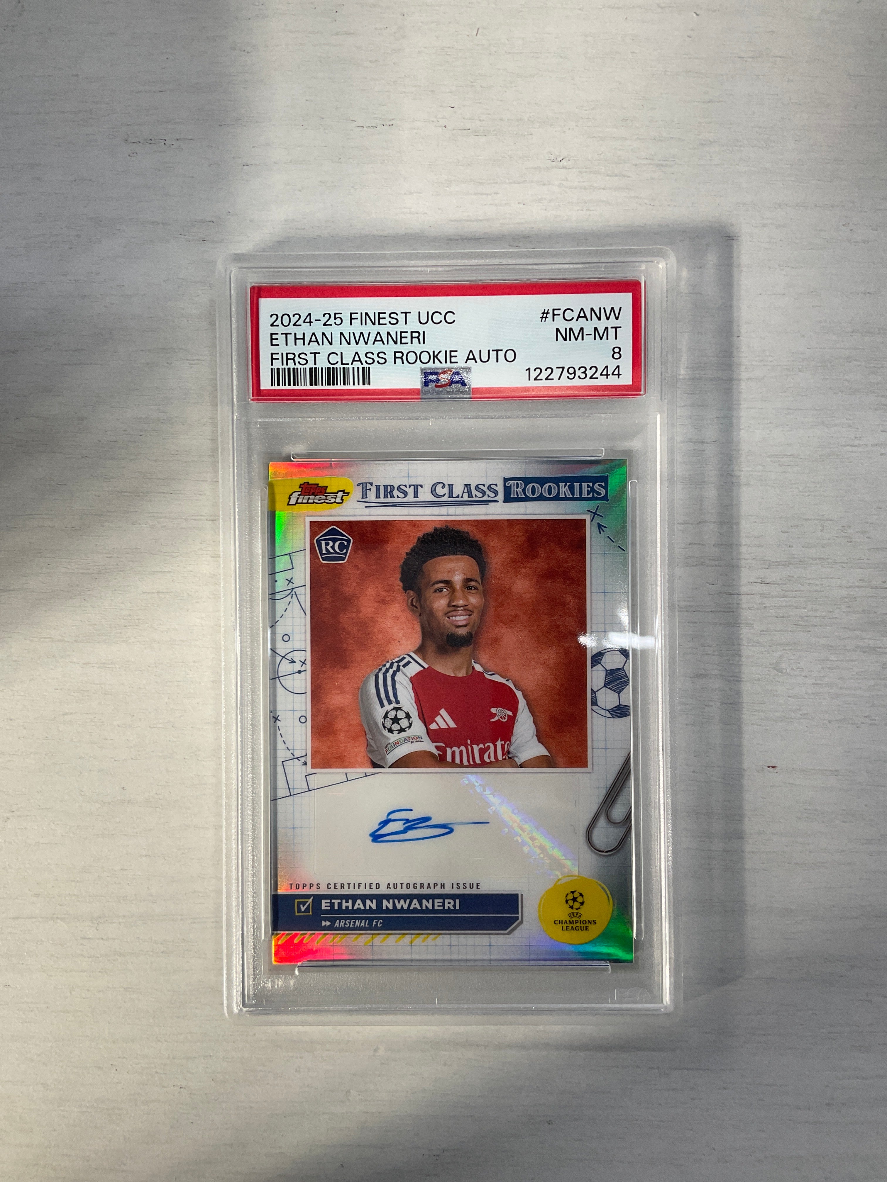 2024-25 Topps Finest Ethan Nwaneri First Class Auto PSA 8