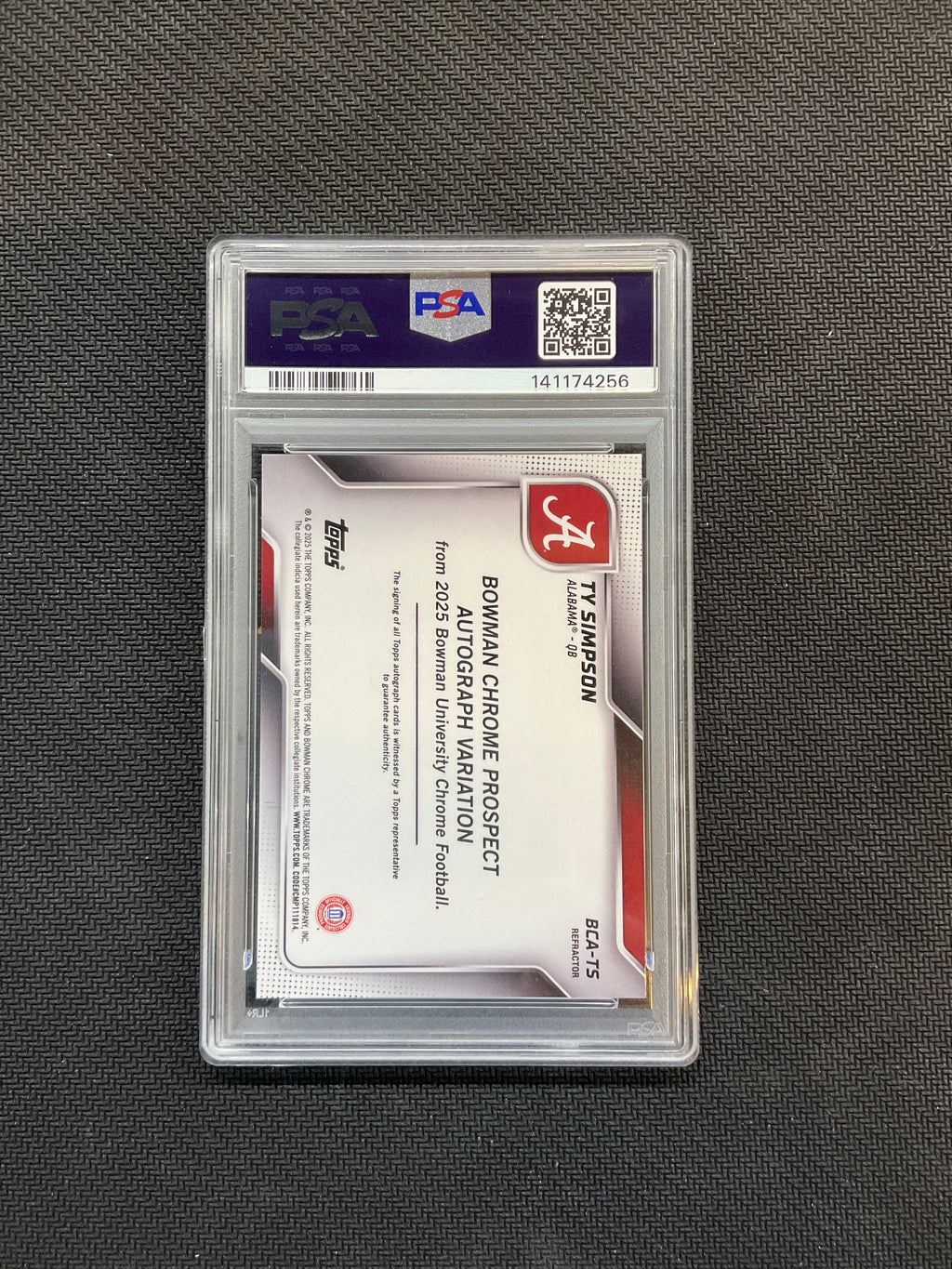 2025 Bowman U Chrome Ty Simpson Rookie Auto /299 PSA 10 Alabama 256