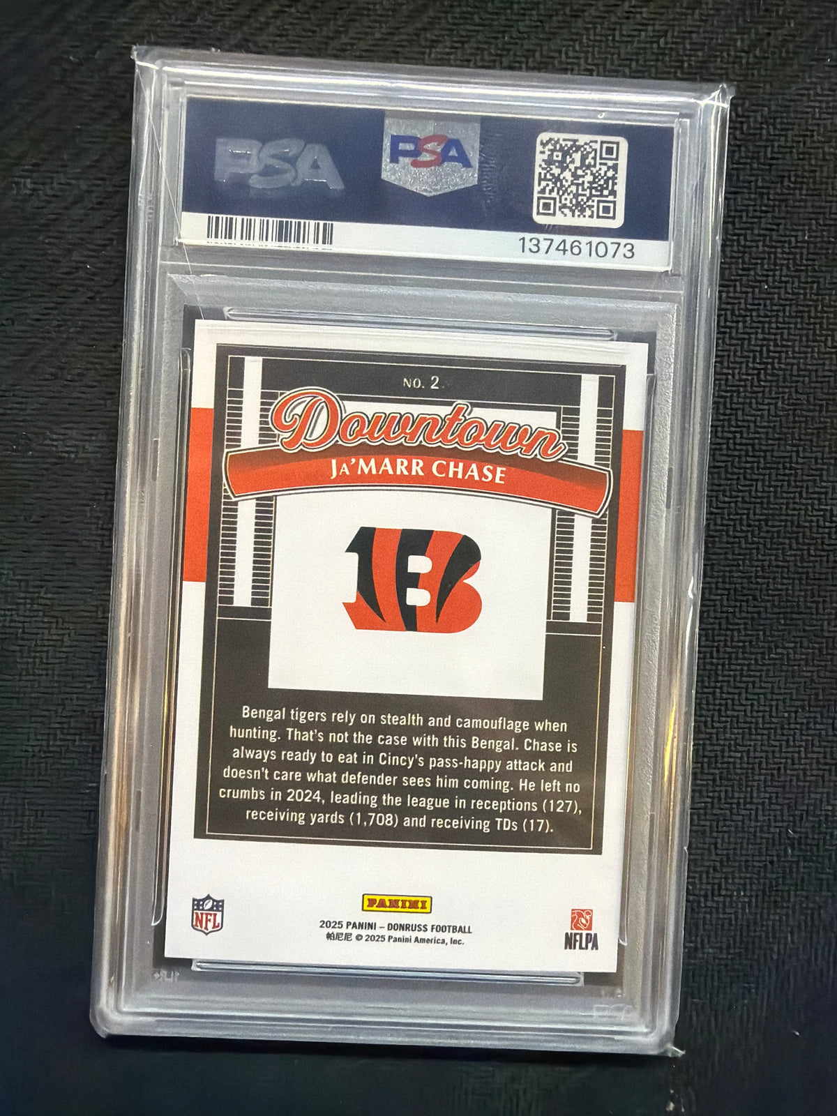 2025 Donruss Ja'Marr Chase Downtown! Horizontal PSA 10 Bengals 073