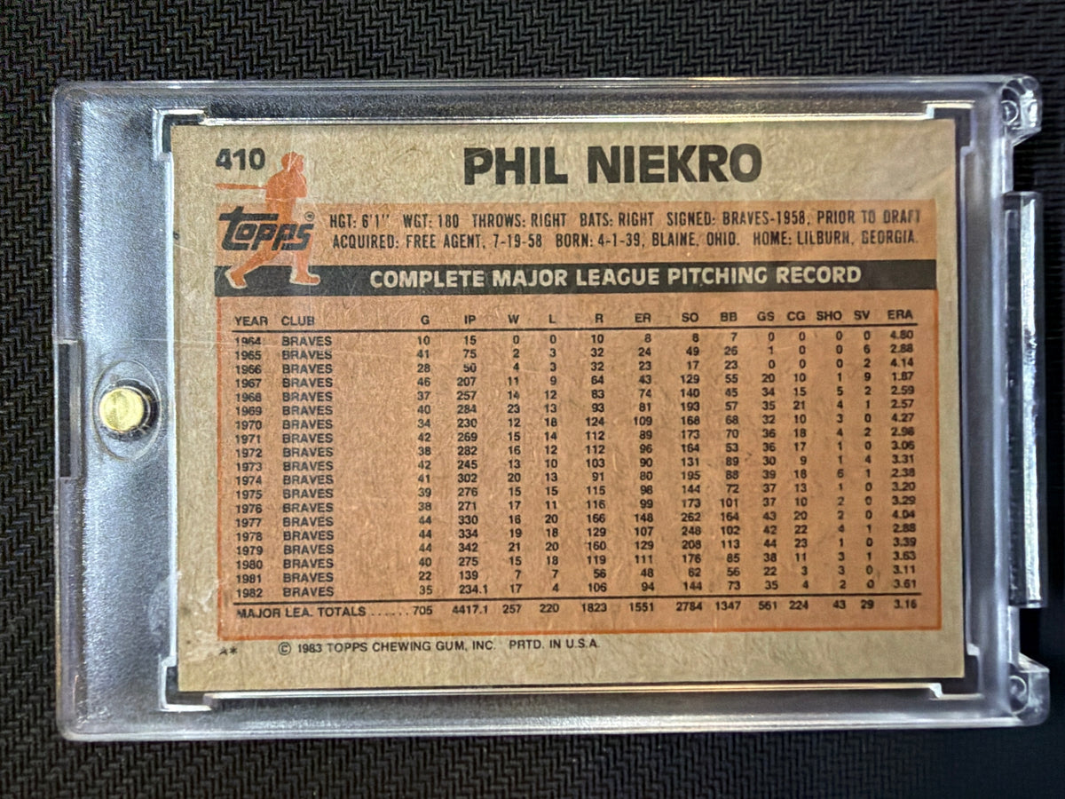 1983 Topps Phil Kiekro Auto #410 Braves