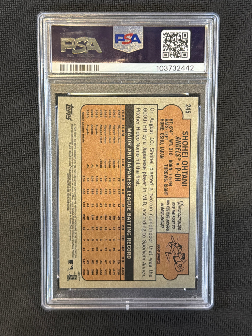 2021 Topps Heritage Shohei Ohtani Chrome Hot Box Refractor PSA 10 Angels