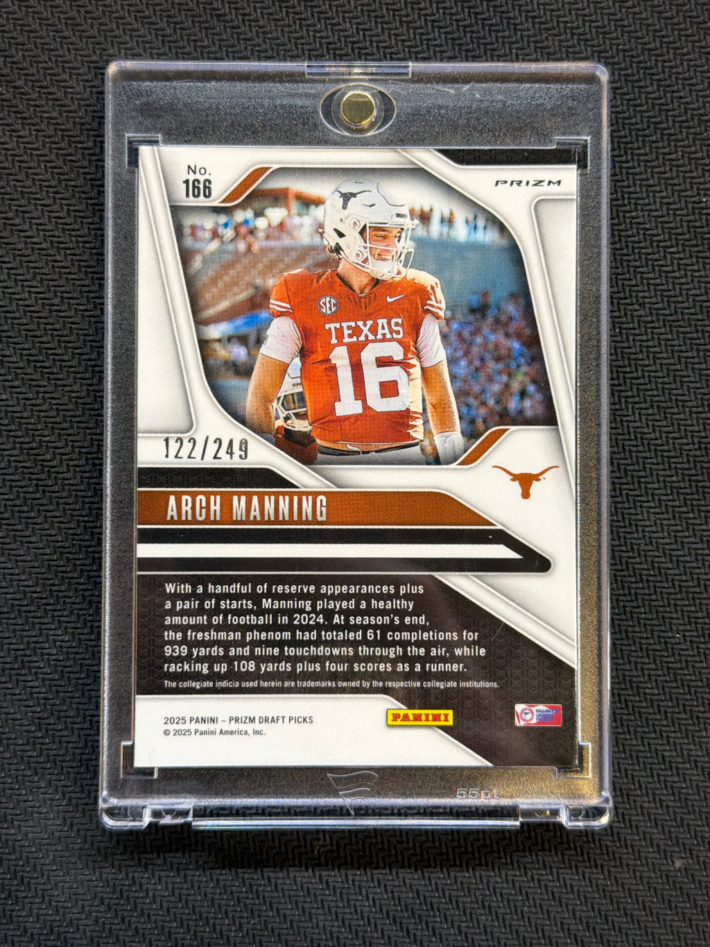 2025 Prizm Draft Picks Arch Manning Blue Prizm /249 #166 Texas