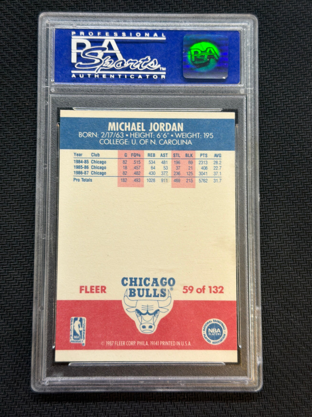 1987 Fleer Michael Jordan #59 PSA 8 Bulls 627