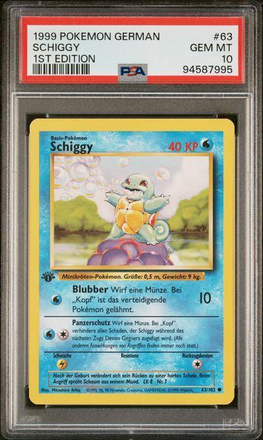 1999 German Pokemon 1st Edition Schiggy (Squirtle) 63 PSA 10