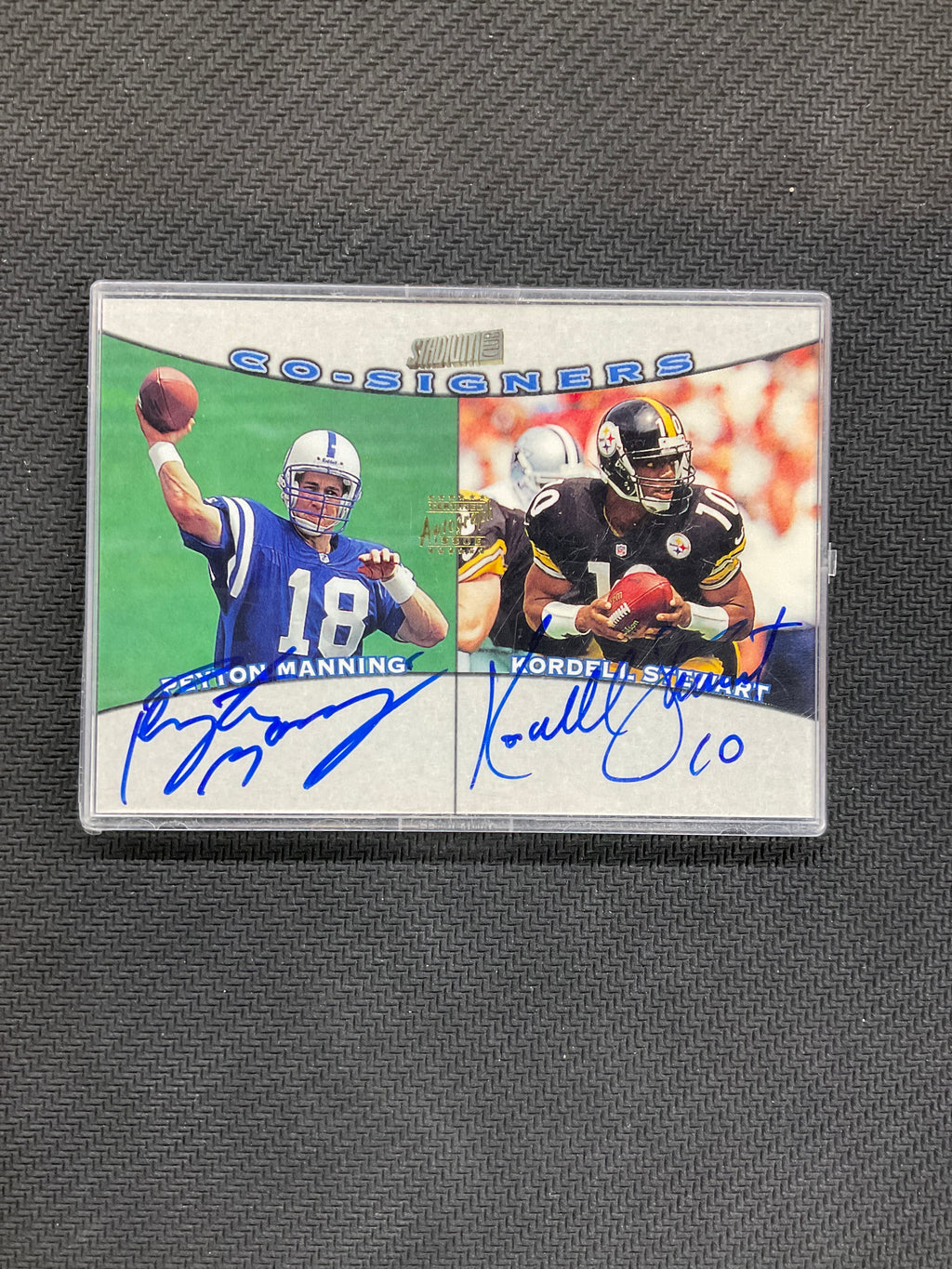 1998 Topps Stadium Club Co-Signers Peyton Manning / Kordell Stewart Rookie Auto Colts