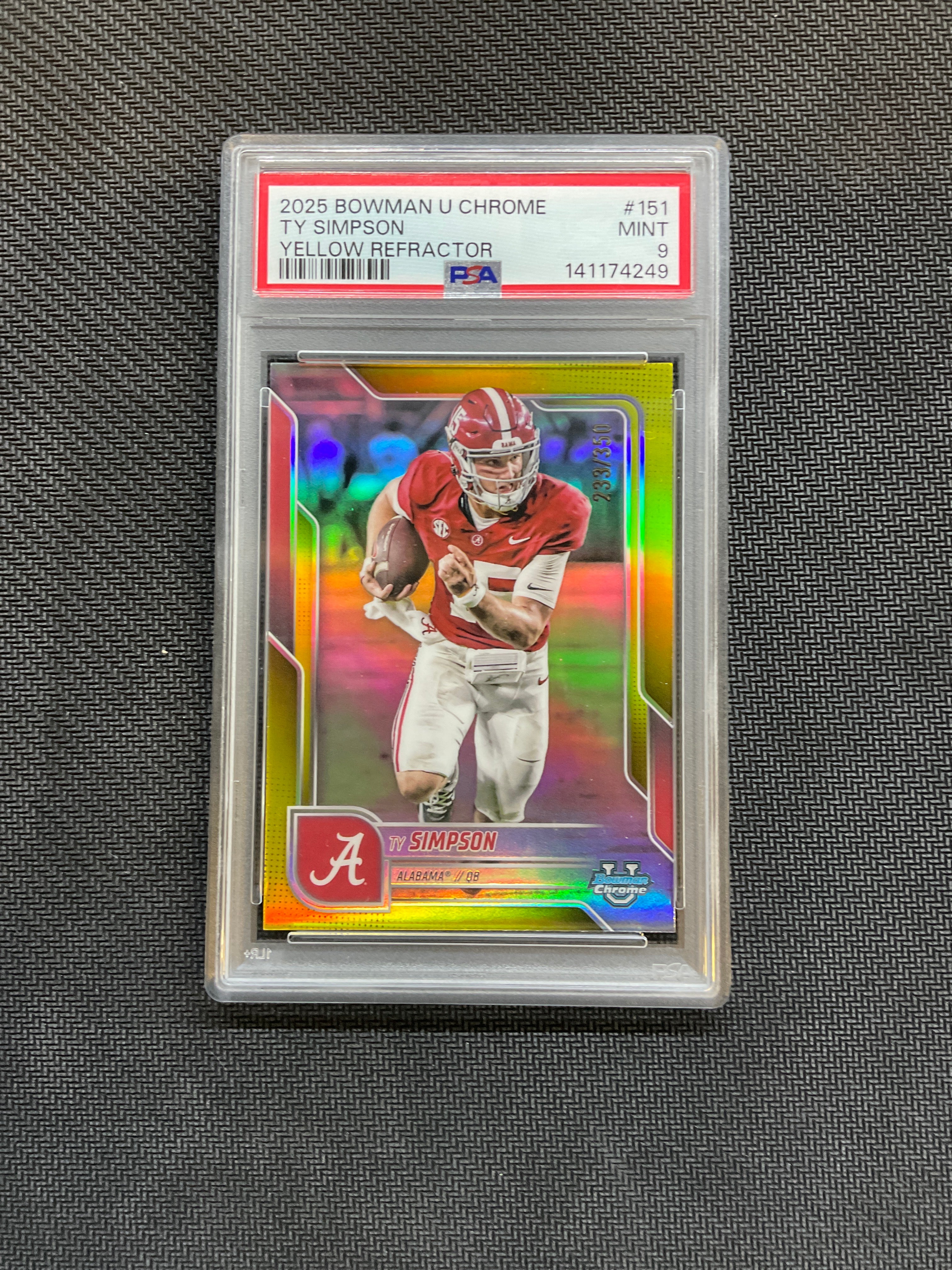 2025 Bowman U Chrome Ty Simpson Yellow /350 PSA 9 Alabama