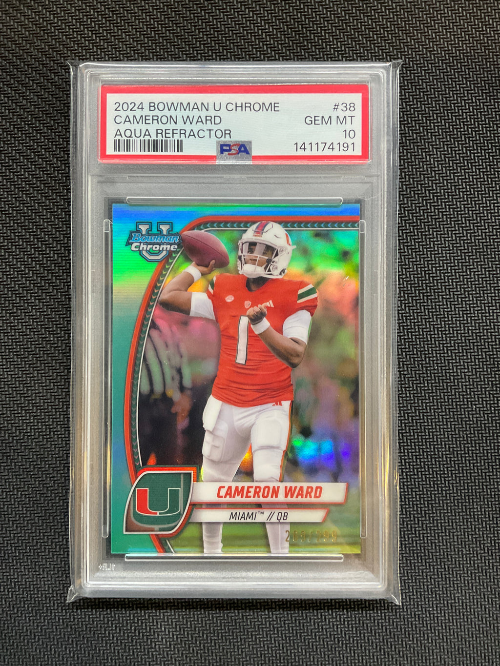 2024 Bowman U Cameron Ward Aqua /299 PSA 10 Miami