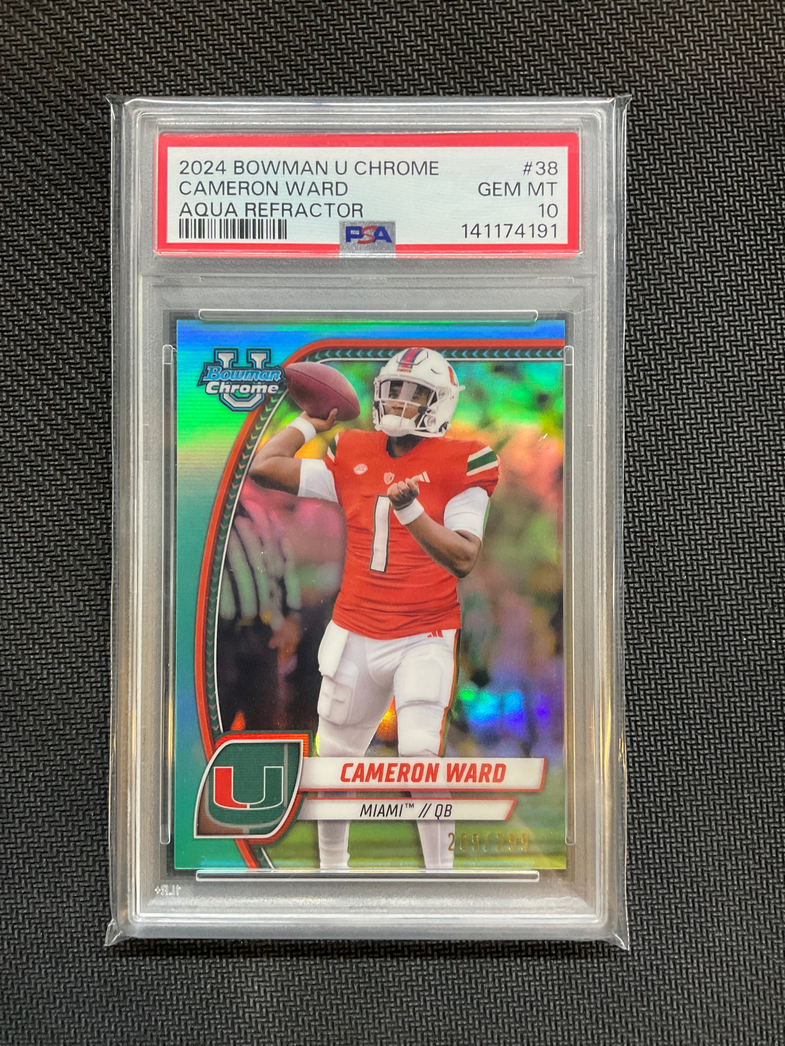 2024 Bowman U Cameron Ward Aqua /299 PSA 10 Miami