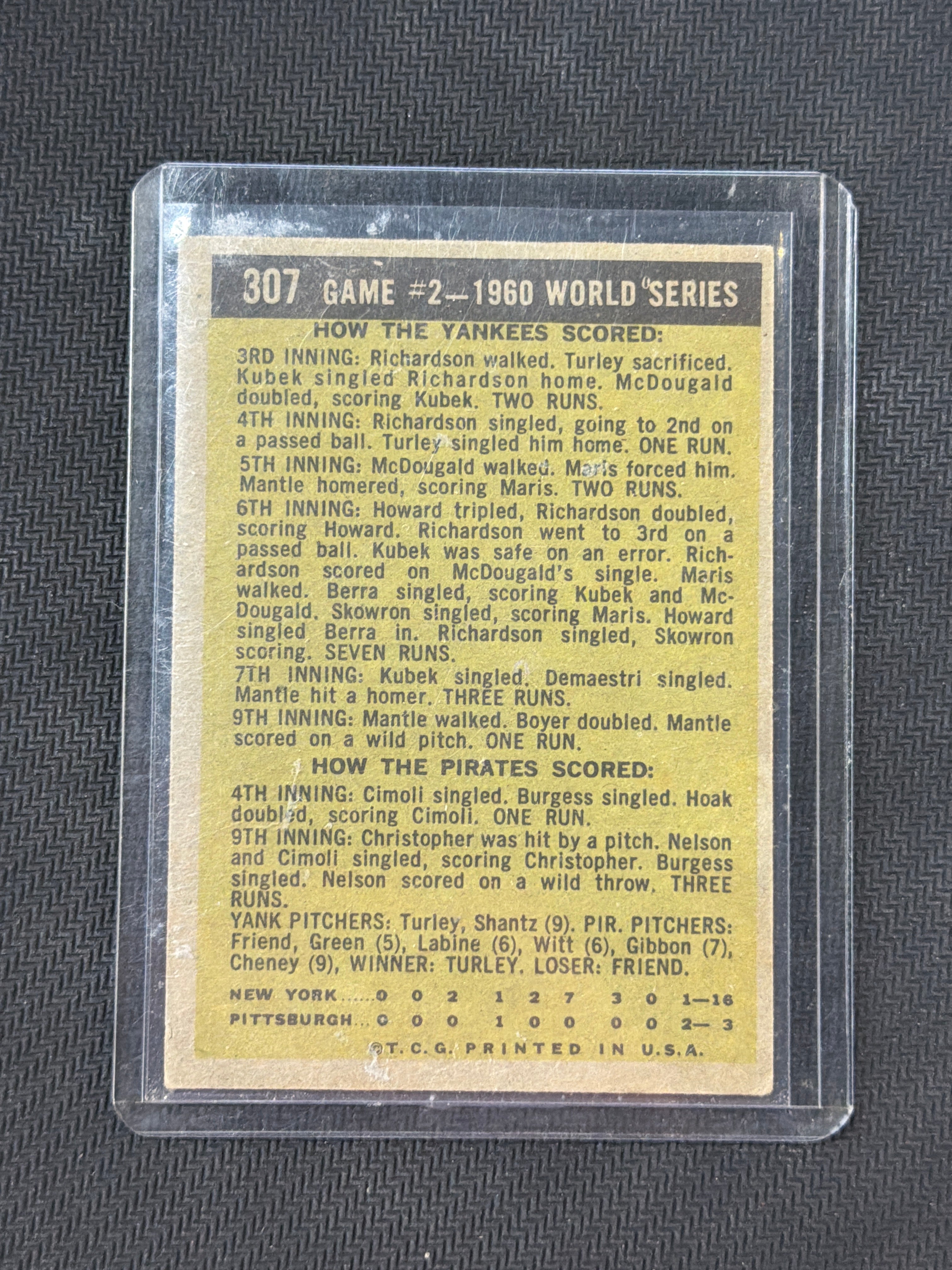 1961 Topps Mickey Mantle Game 2 World Series Yankess