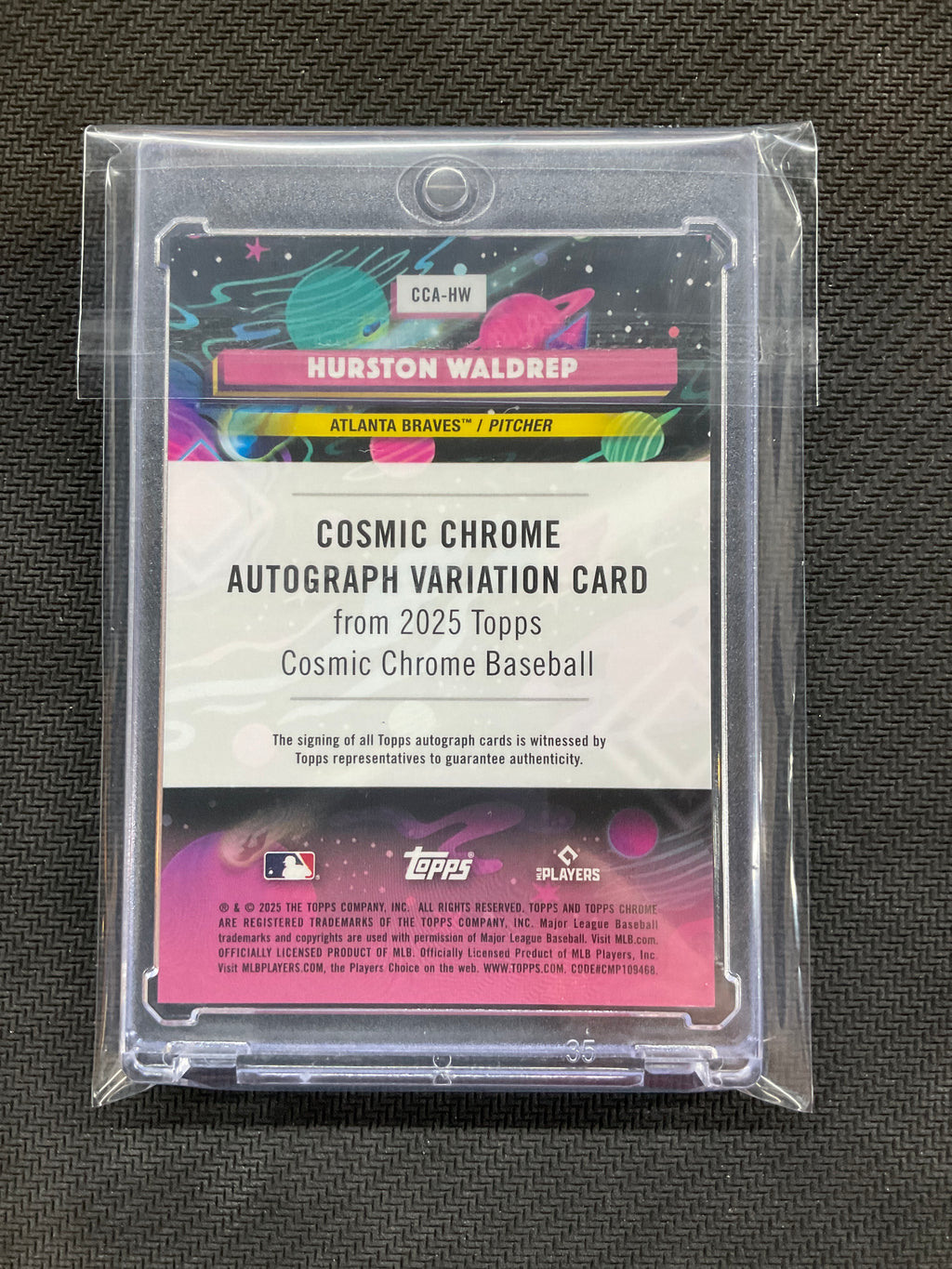 2025 Topps Chrome Cosmic Hurston Waldrep Green Auto /75 Braves