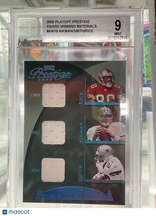 2000 Prestige Rice Aikman Smith Triple Patch BGS 9